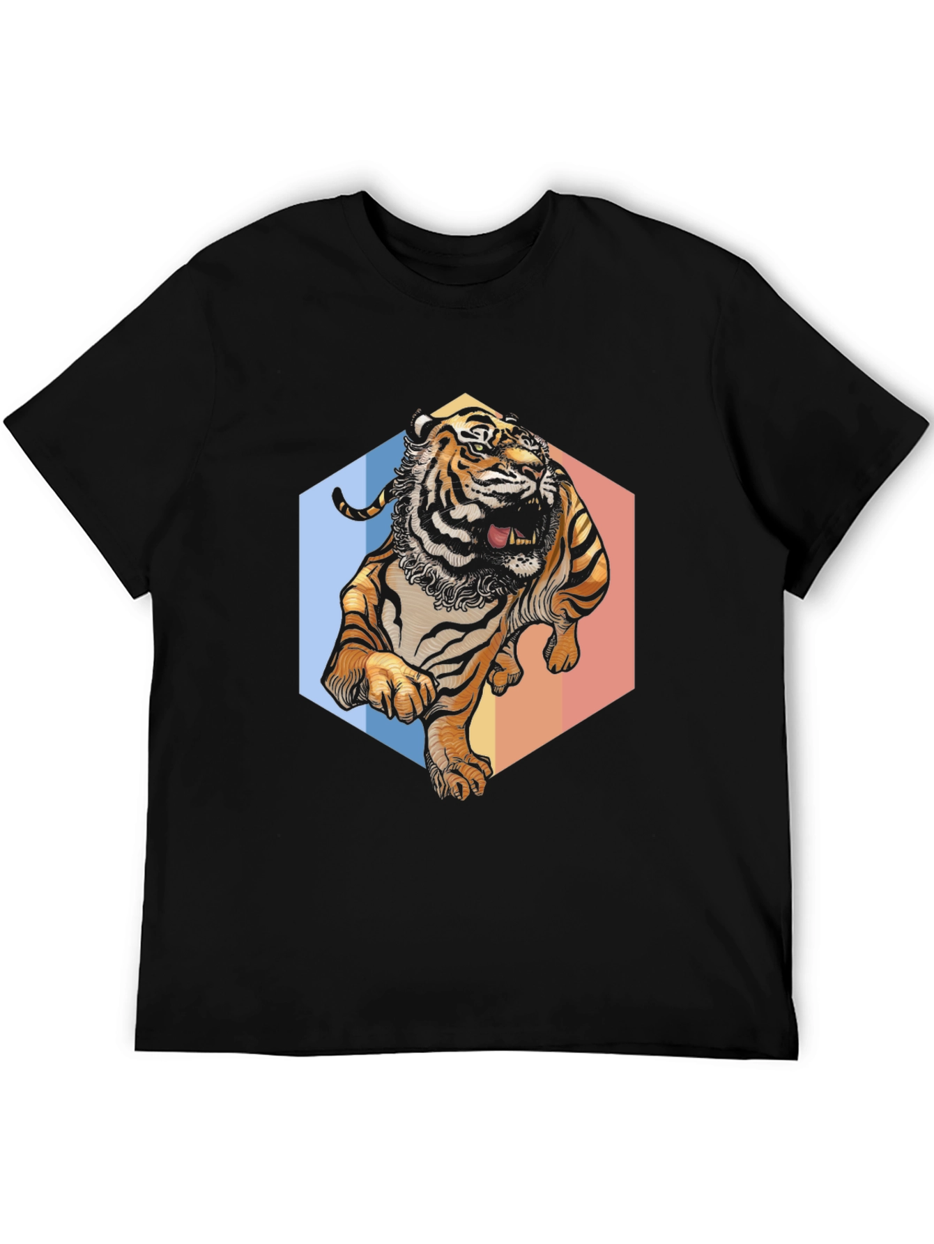 Black Roaring Tiger Graphic Tee - Bold Black T-Shirt view 5