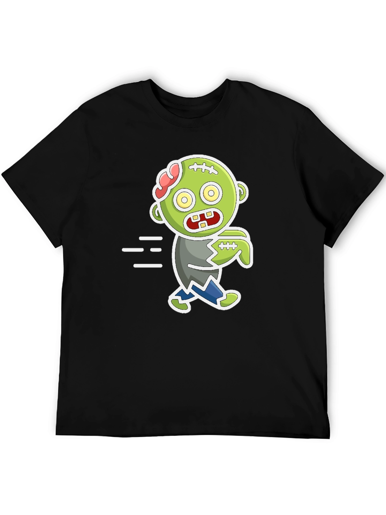 Black Cartoon Zombie Graphic T-Shirt - Halloween Fun view 5