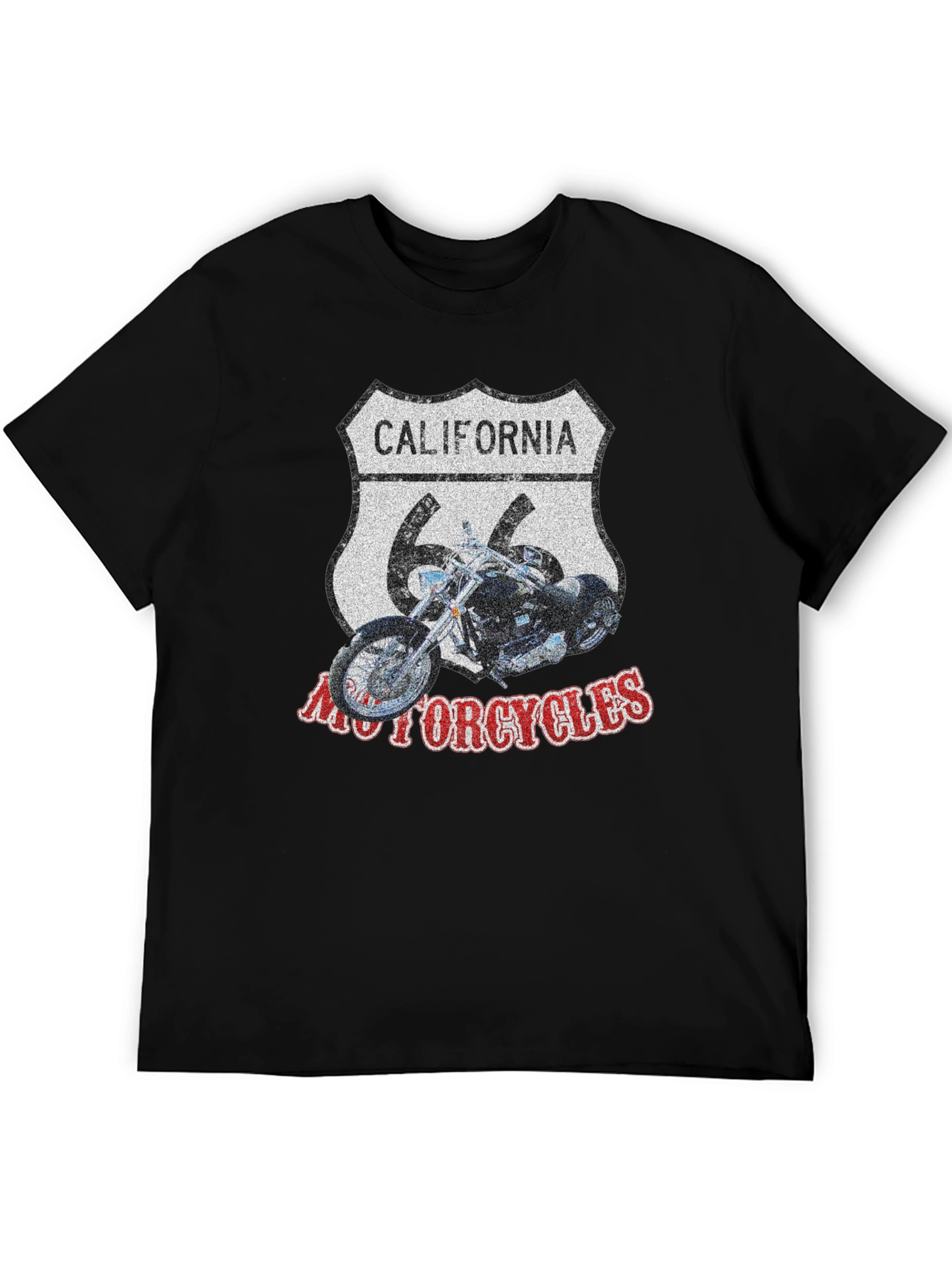 Black California 66 Motorcycles Black T-Shirt view 5