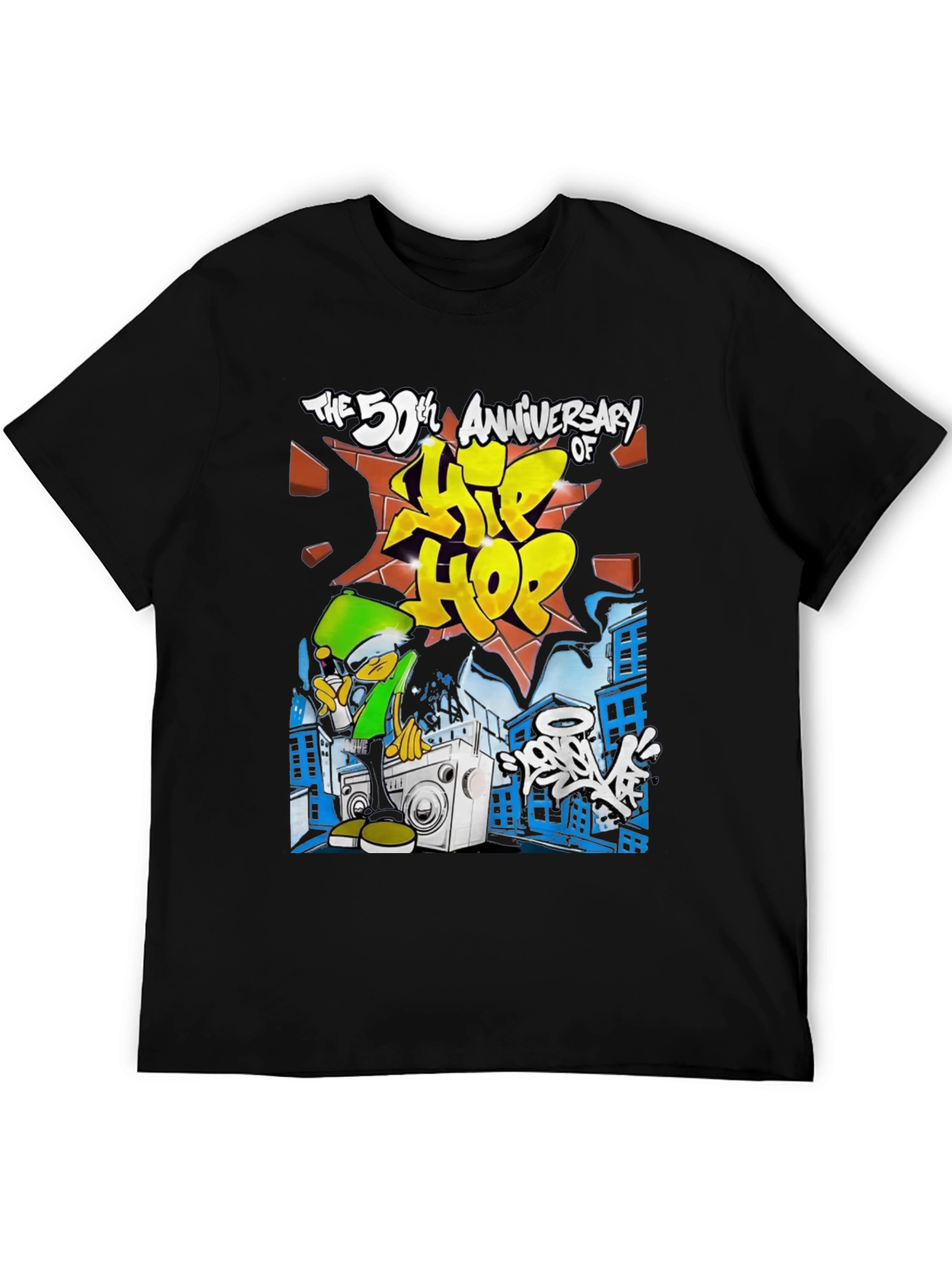 Black 50th Anniversary Hip Hop Black T-Shirt view 5