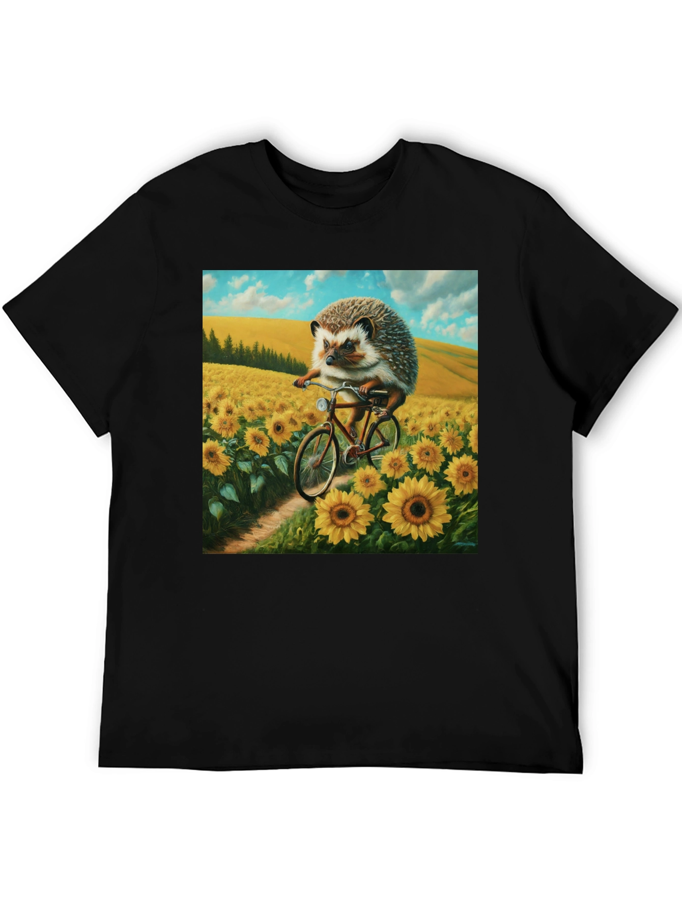 Black Hedgehog on Bike T-Shirt view 5