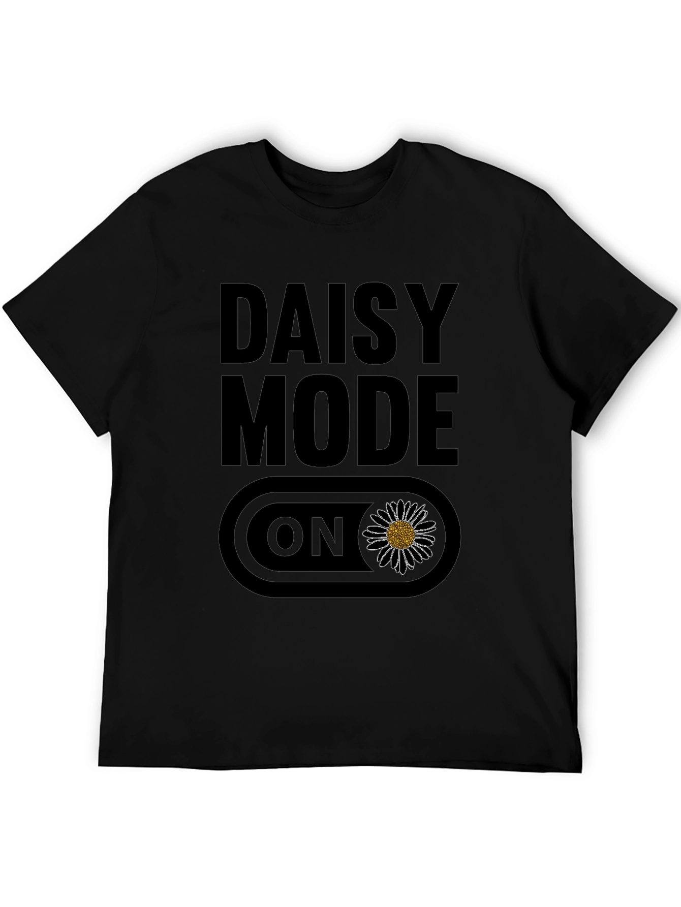 Black Daisy Mode ON Graphic T-Shirt - Black Casual Tee view 5