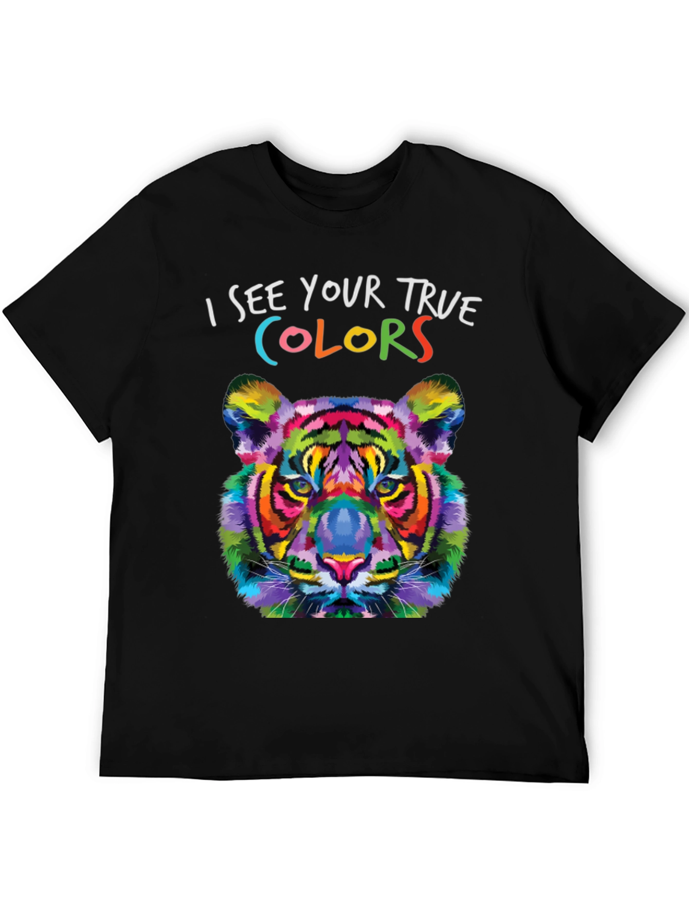 Black Colorful Tiger Graphic T-Shirt - See Your True Colors! view 5