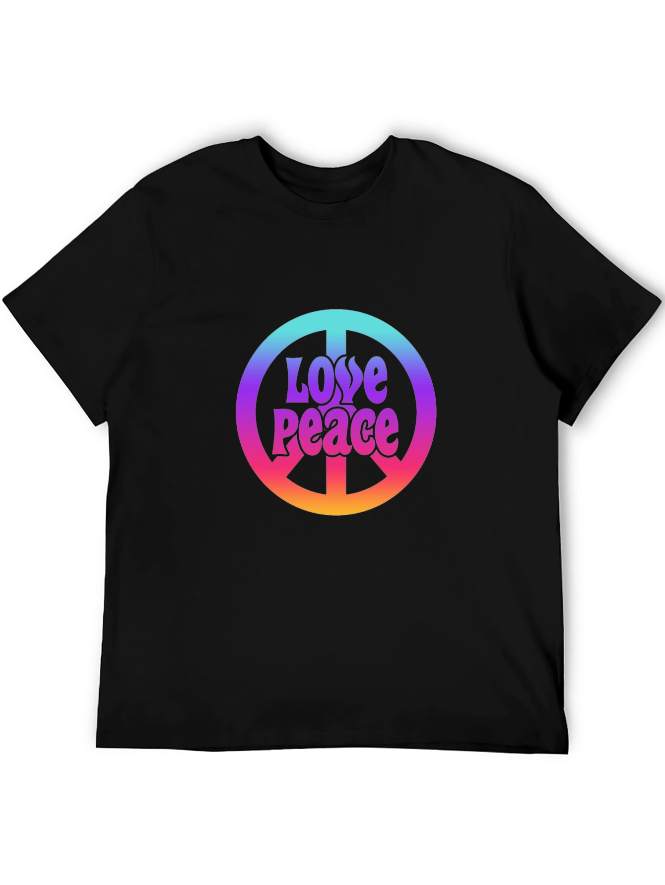 Black Love Peace Sign Black T-Shirt view 5