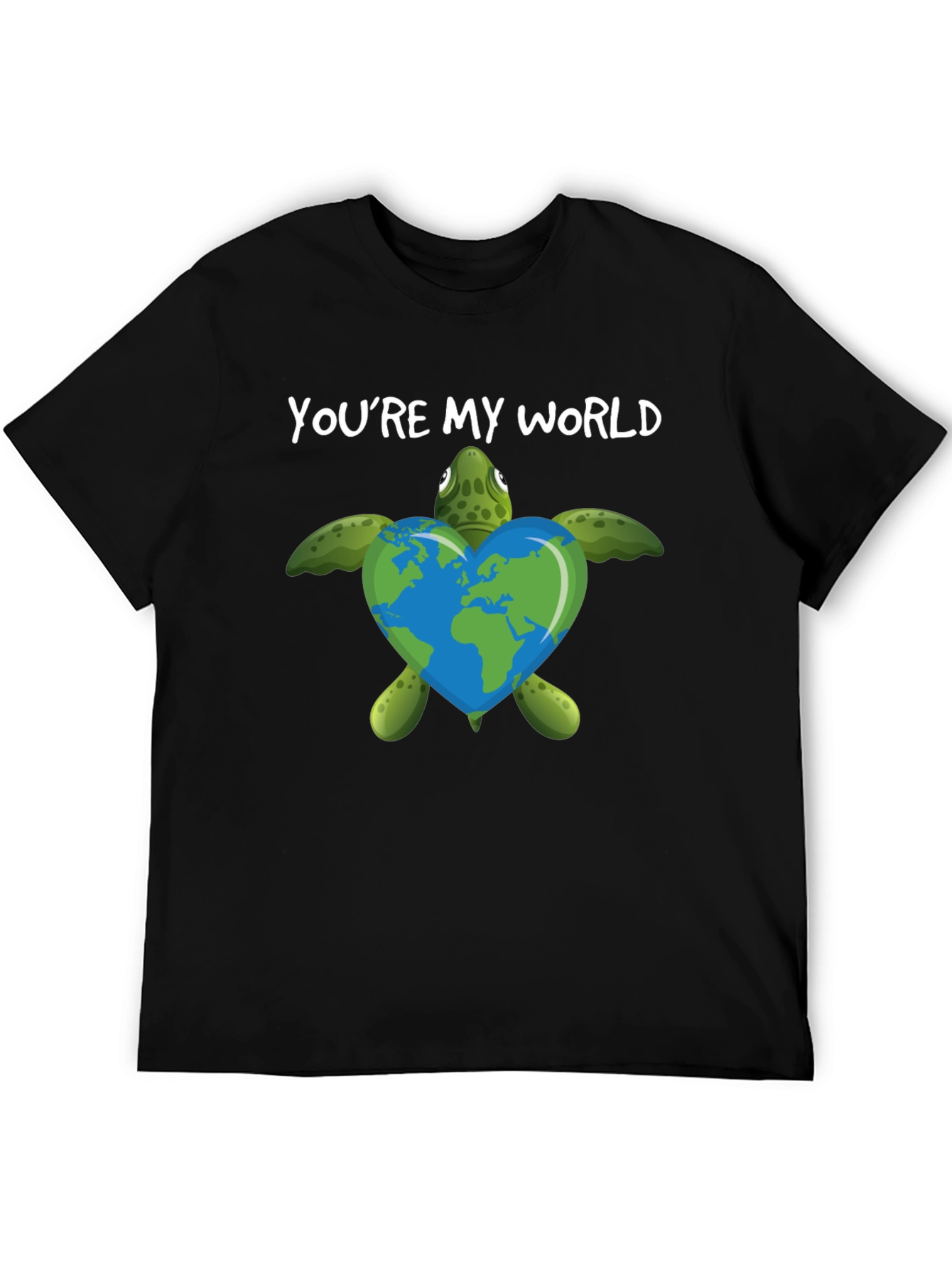 Black You're My World Turtle Heart T-Shirt view 5