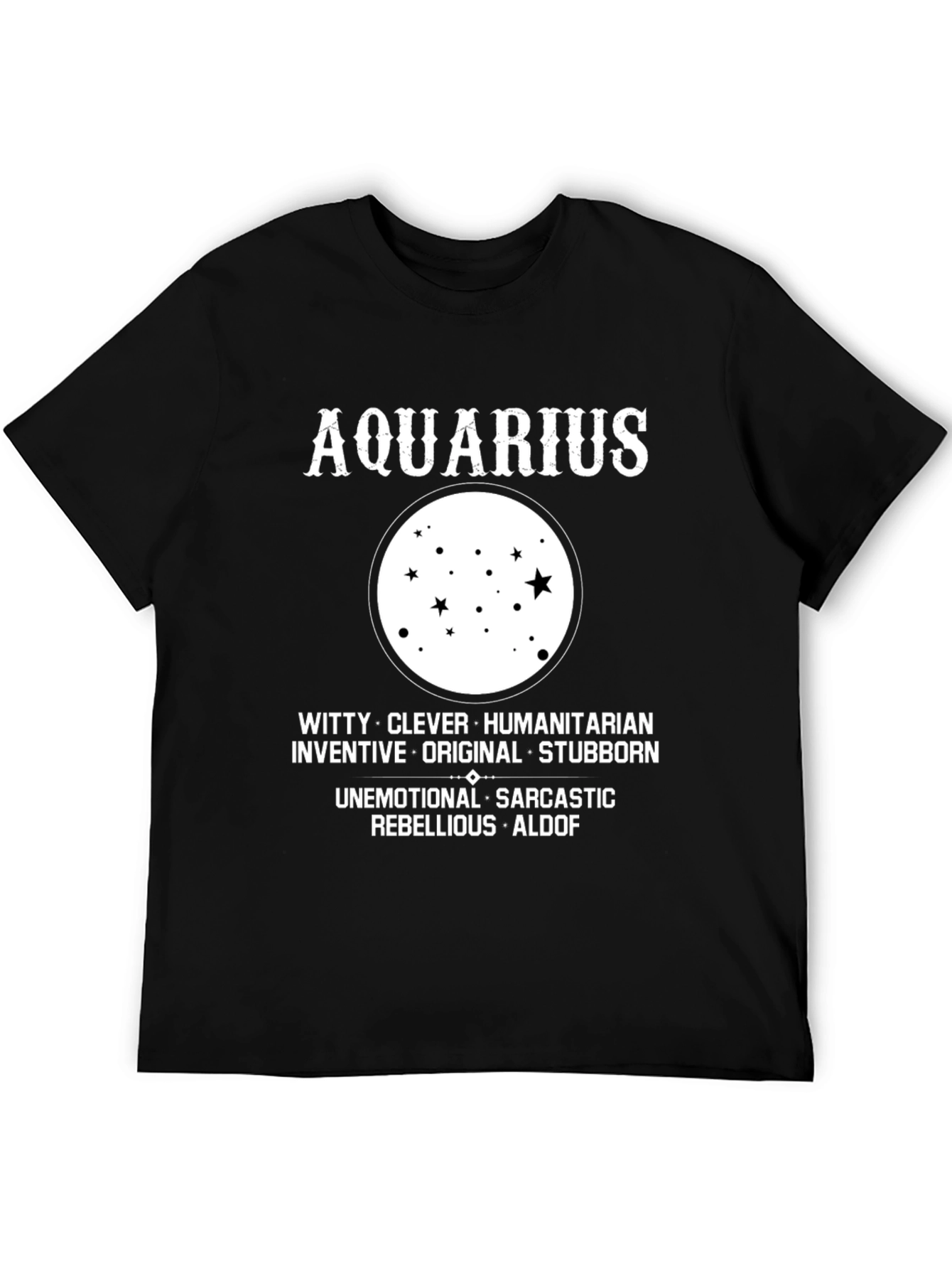 Black Aquarius Zodiac Star Sign Black T-Shirt view 5