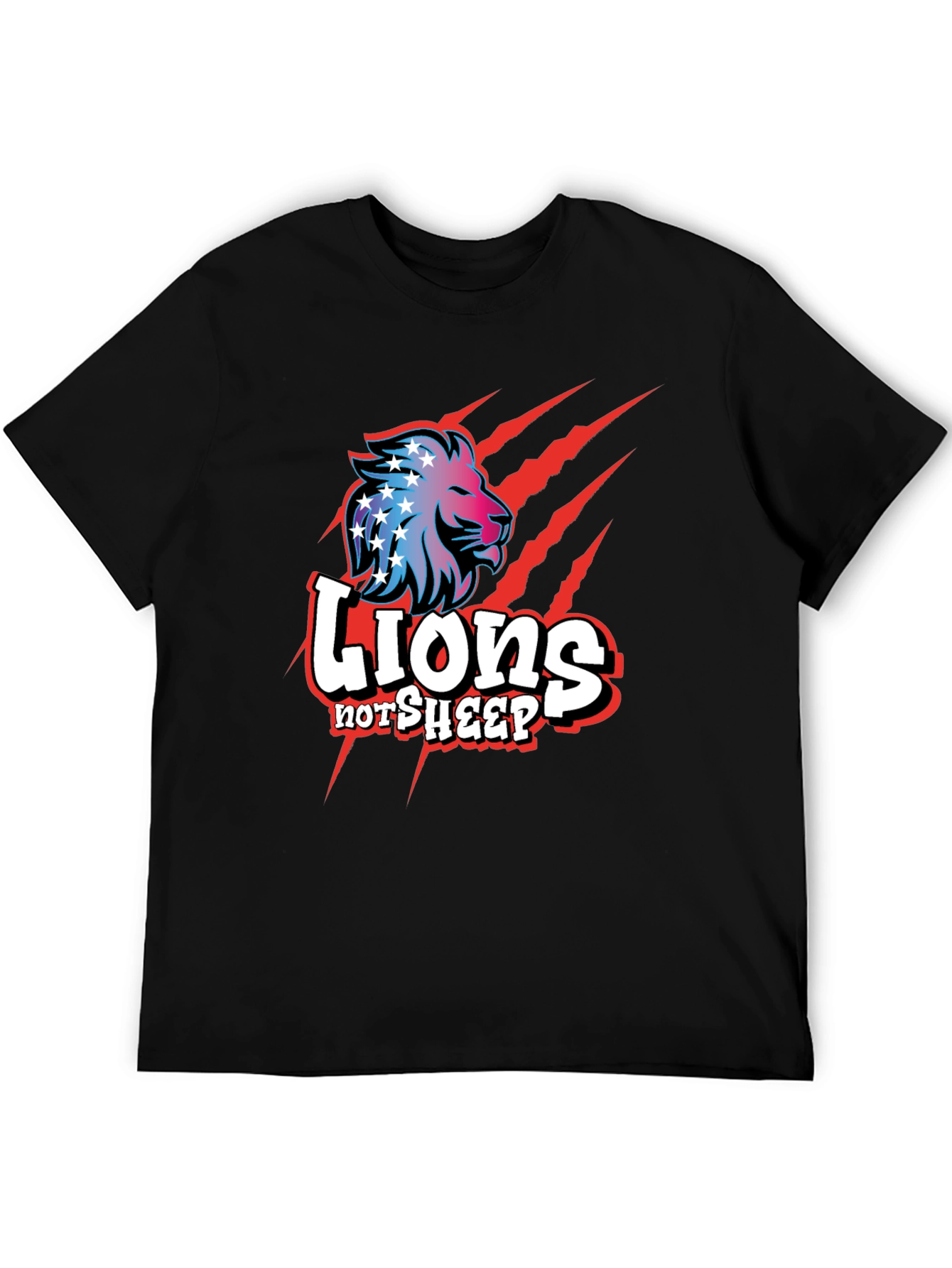 Black Lions Not Sheep Graphic Tee - Patriotic Design view 5