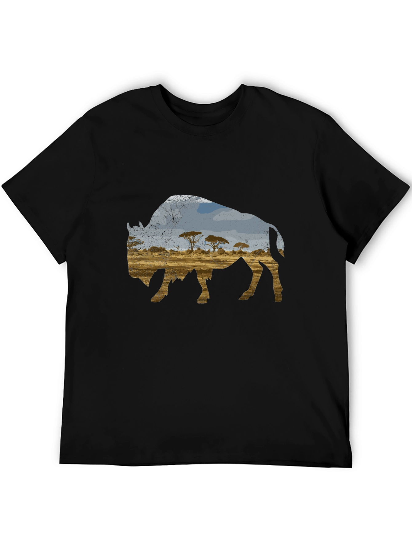 Black Buffalo Landscape Graphic Black T-Shirt view 5