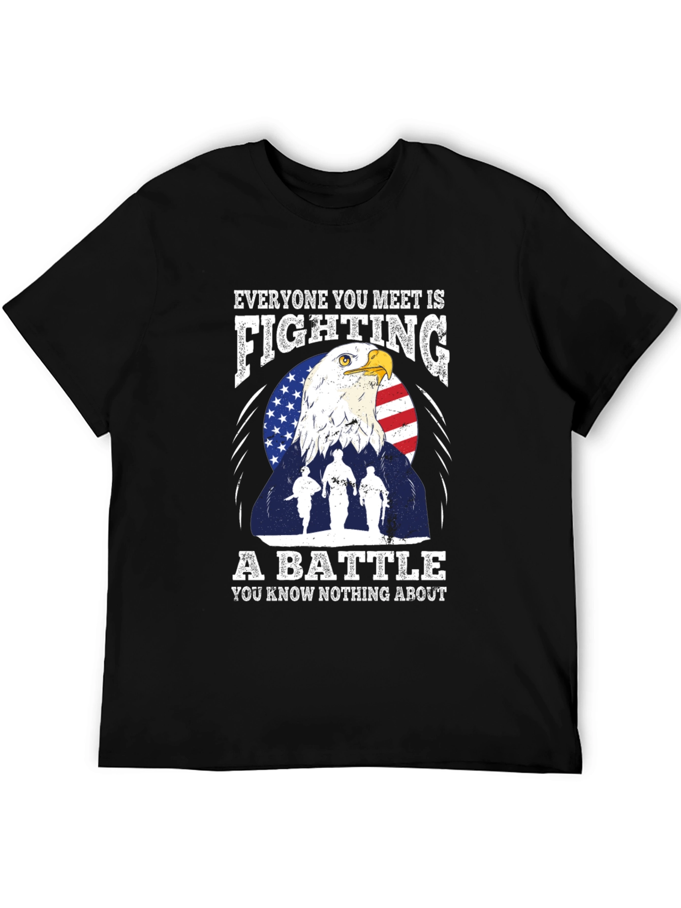 Patriotic Eagle and Soldiers Graphic T-Shirt - "A Battle" - 5