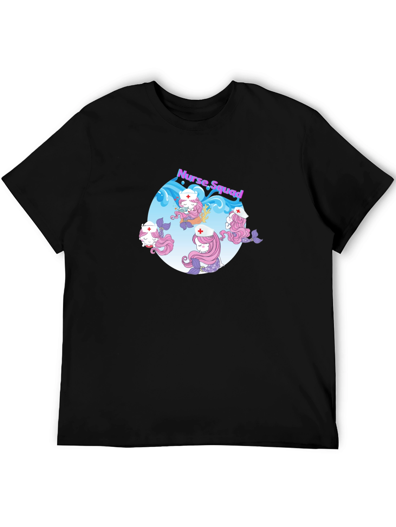 Black Nurse Squad Mermaid Graphic T-Shirt view 5