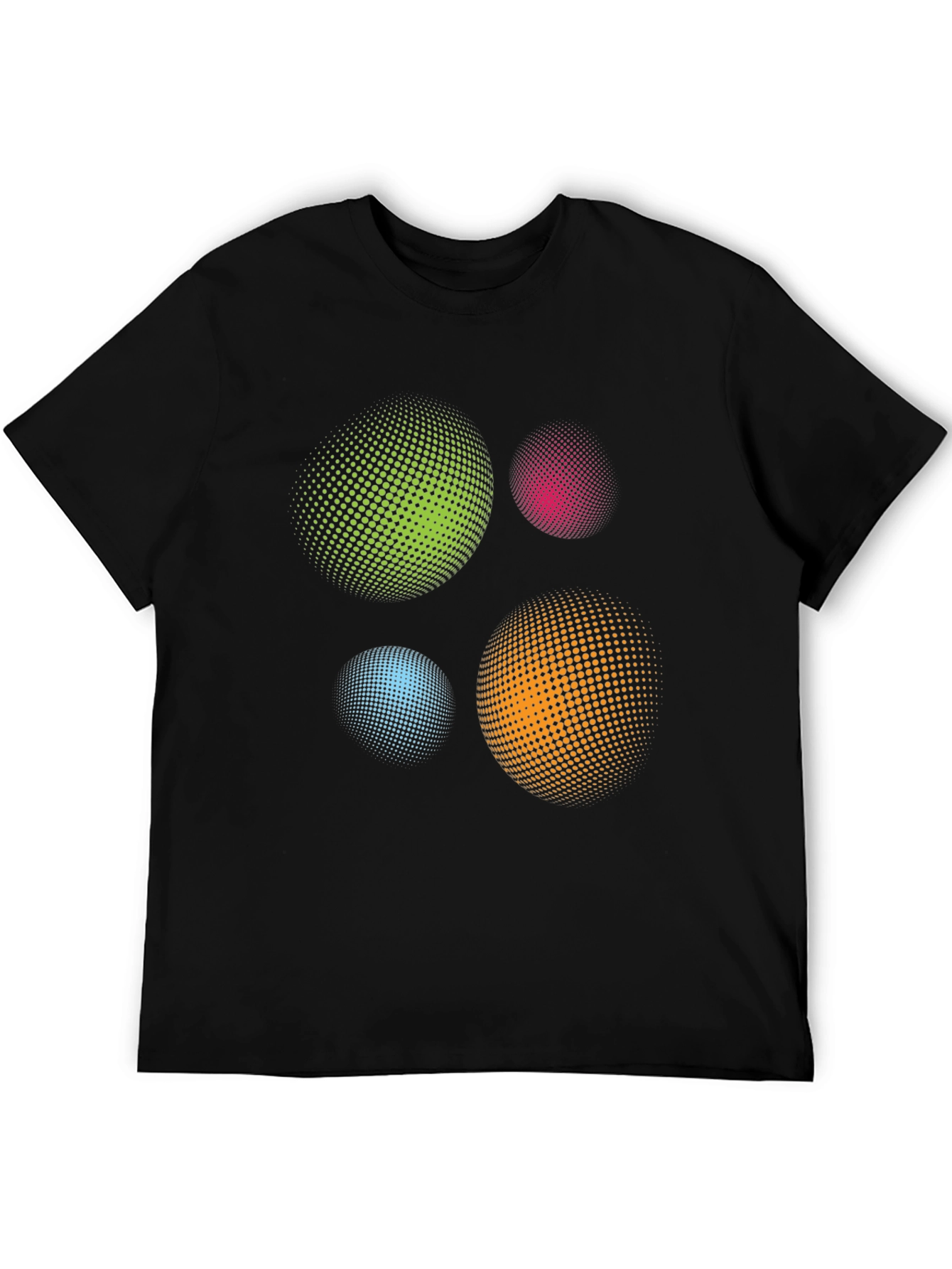 Black Abstract Spheres Graphic Print Black T-Shirt view 5