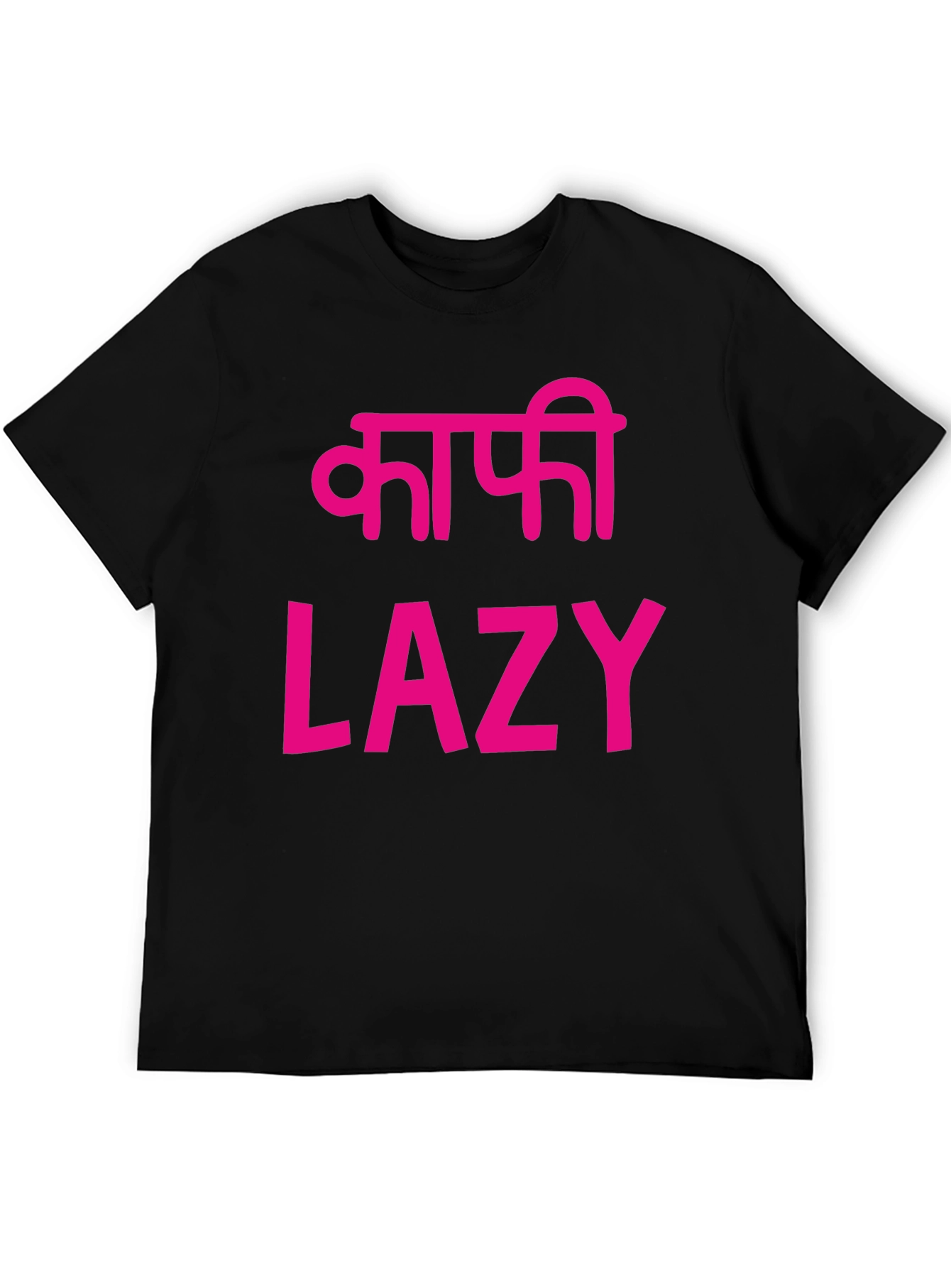 Black Lazy T-Shirt - Black with Pink Print view 5