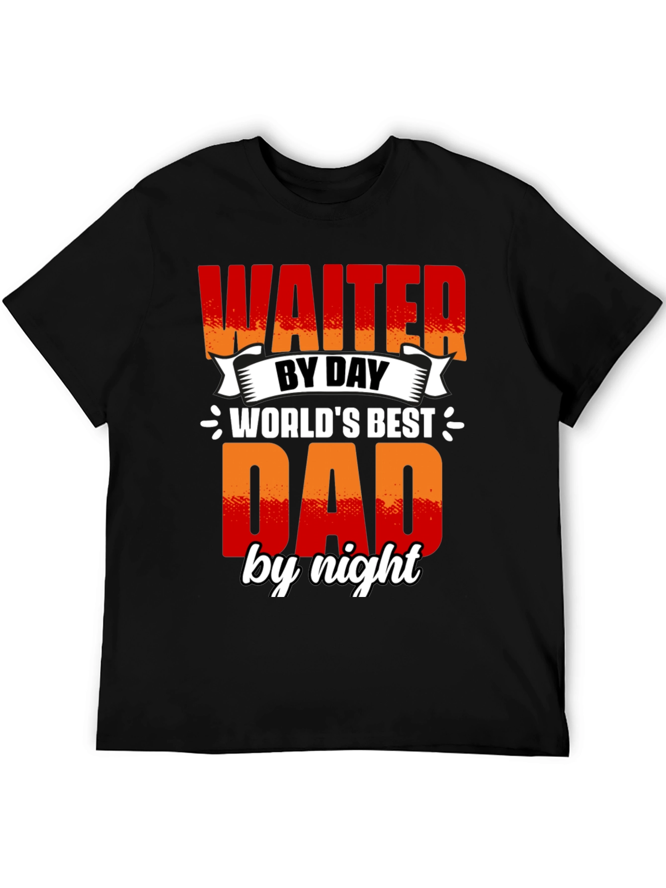 Black Waiter Dad T-Shirt - World's Best Dad view 5