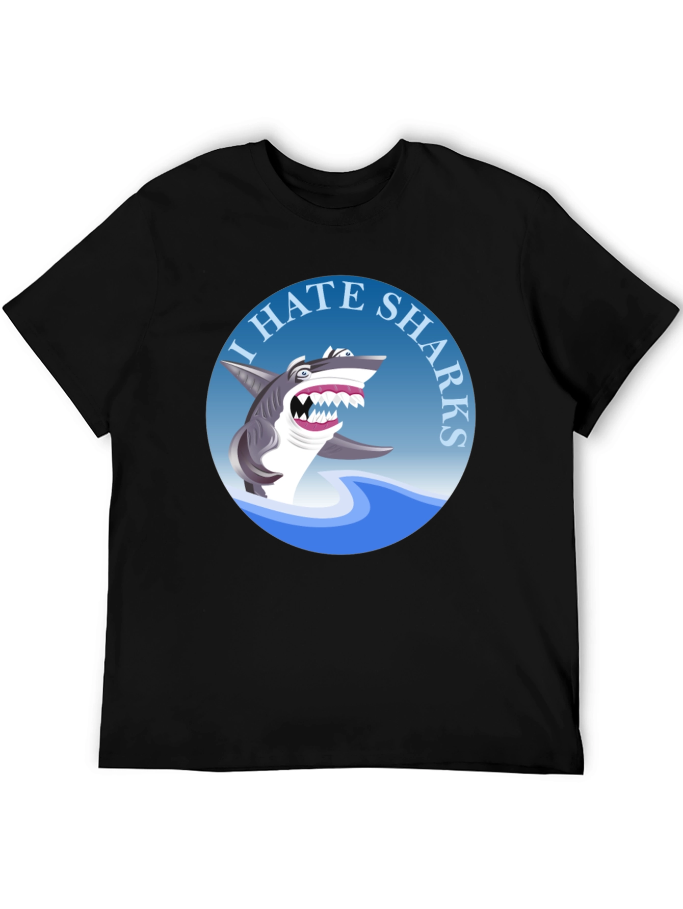 Black I Hate Sharks Graphic Tee - Men's Black T-Shirt view 5