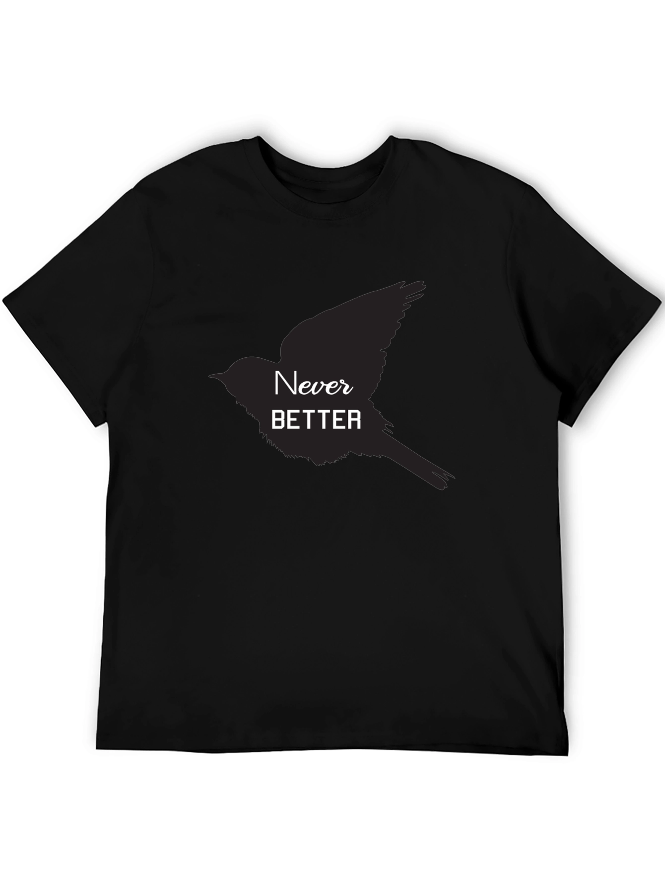 Black Never Better Bird Graphic Black T-Shirt view 5