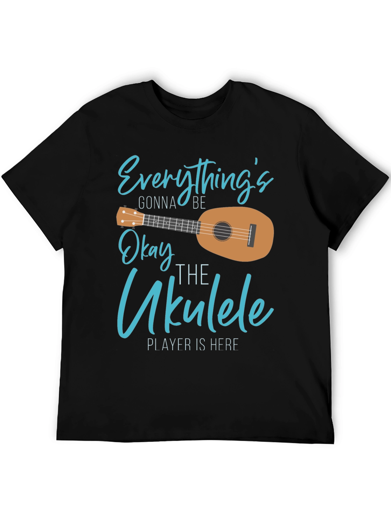 Black Everything's Gonna Be Okay Ukulele T-Shirt view 5