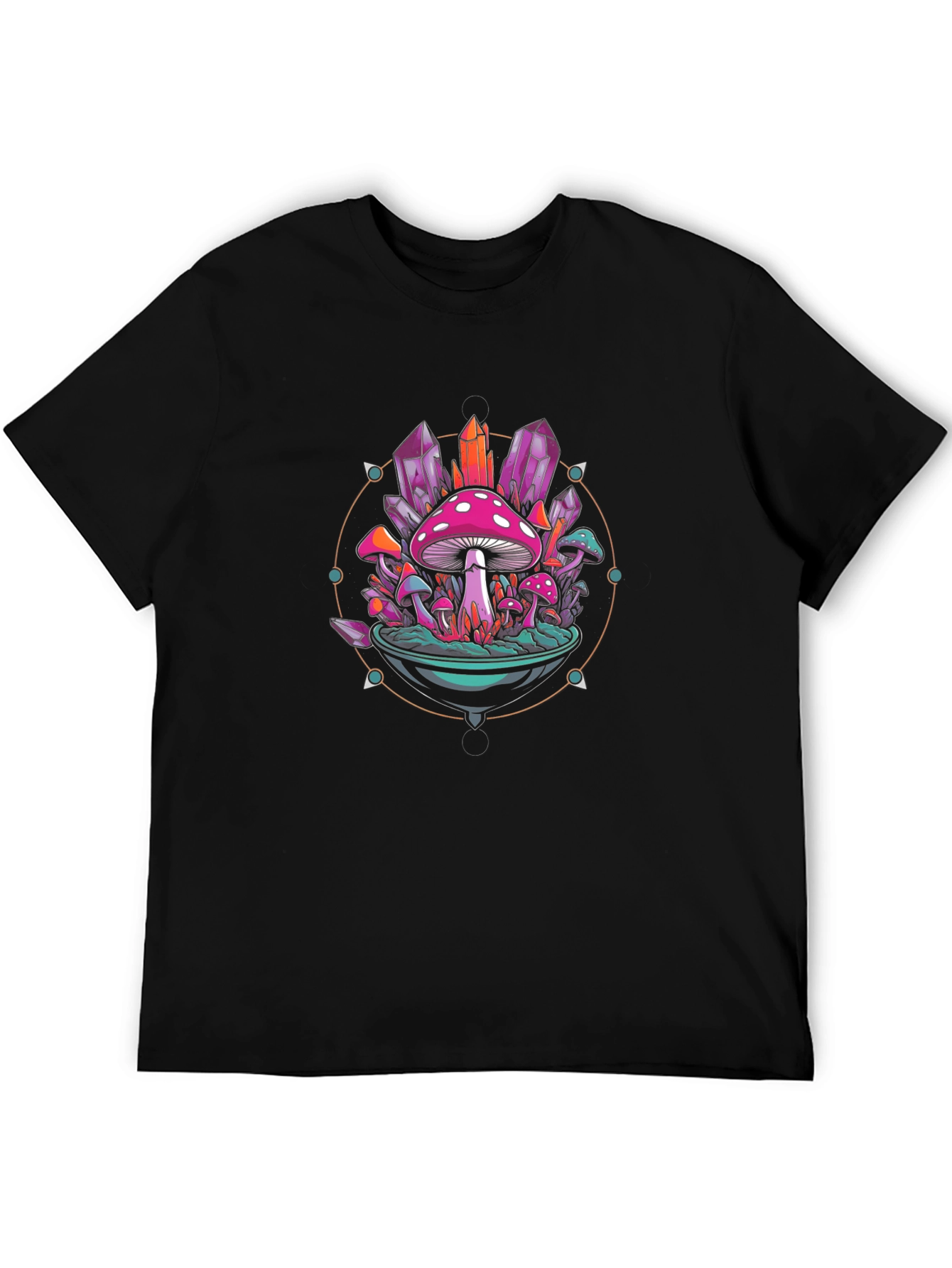 Black Mystical Mushroom Crystal Graphic Tee view 5