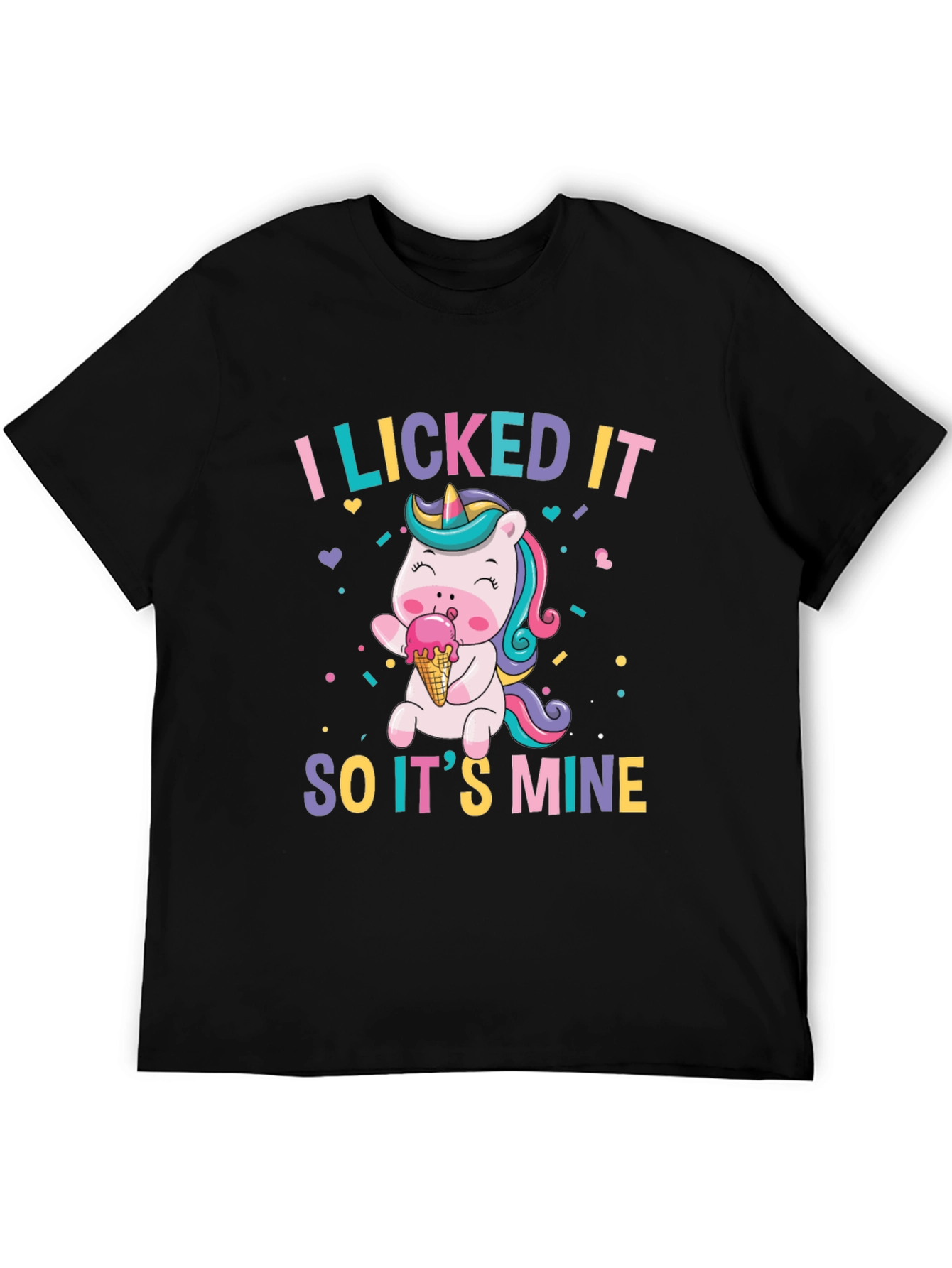 Black I Licked It So It's Mine Unicorn T-Shirt view 5
