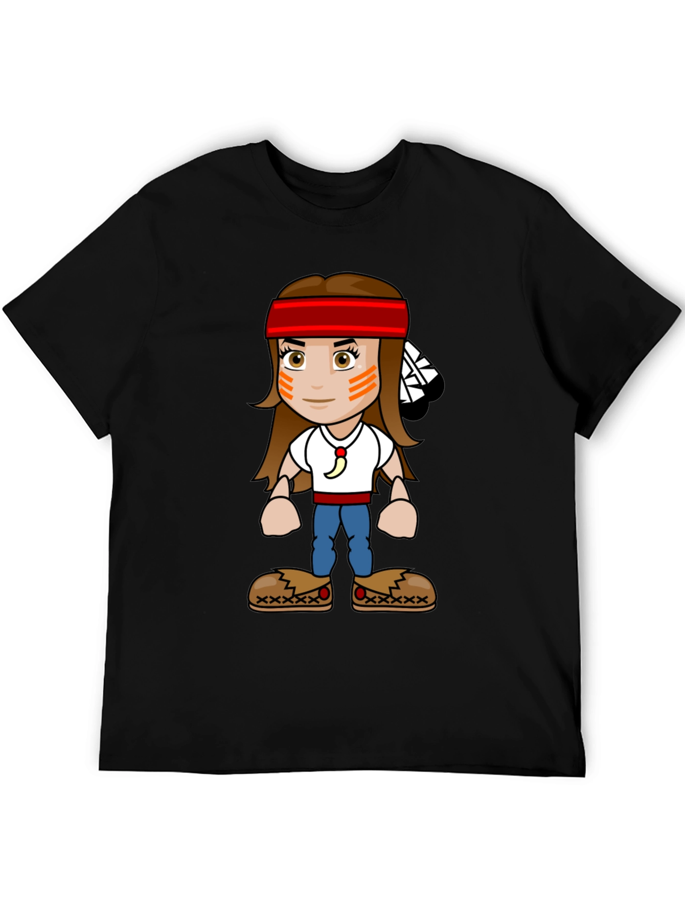 Black Native American Cartoon T-Shirt view 5
