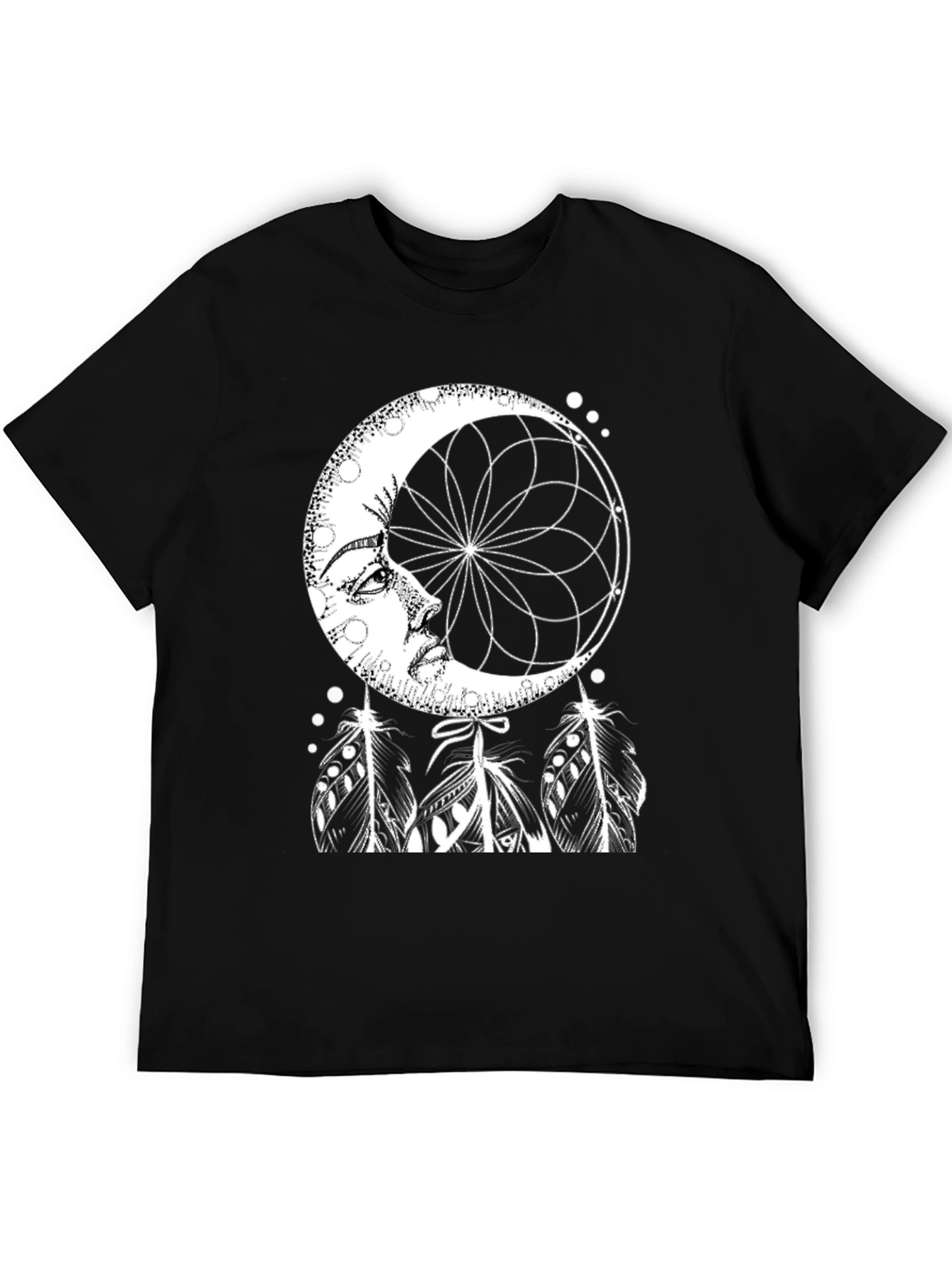 Black Dreamy Moon Graphic Tee - Black Cotton Blend view 5