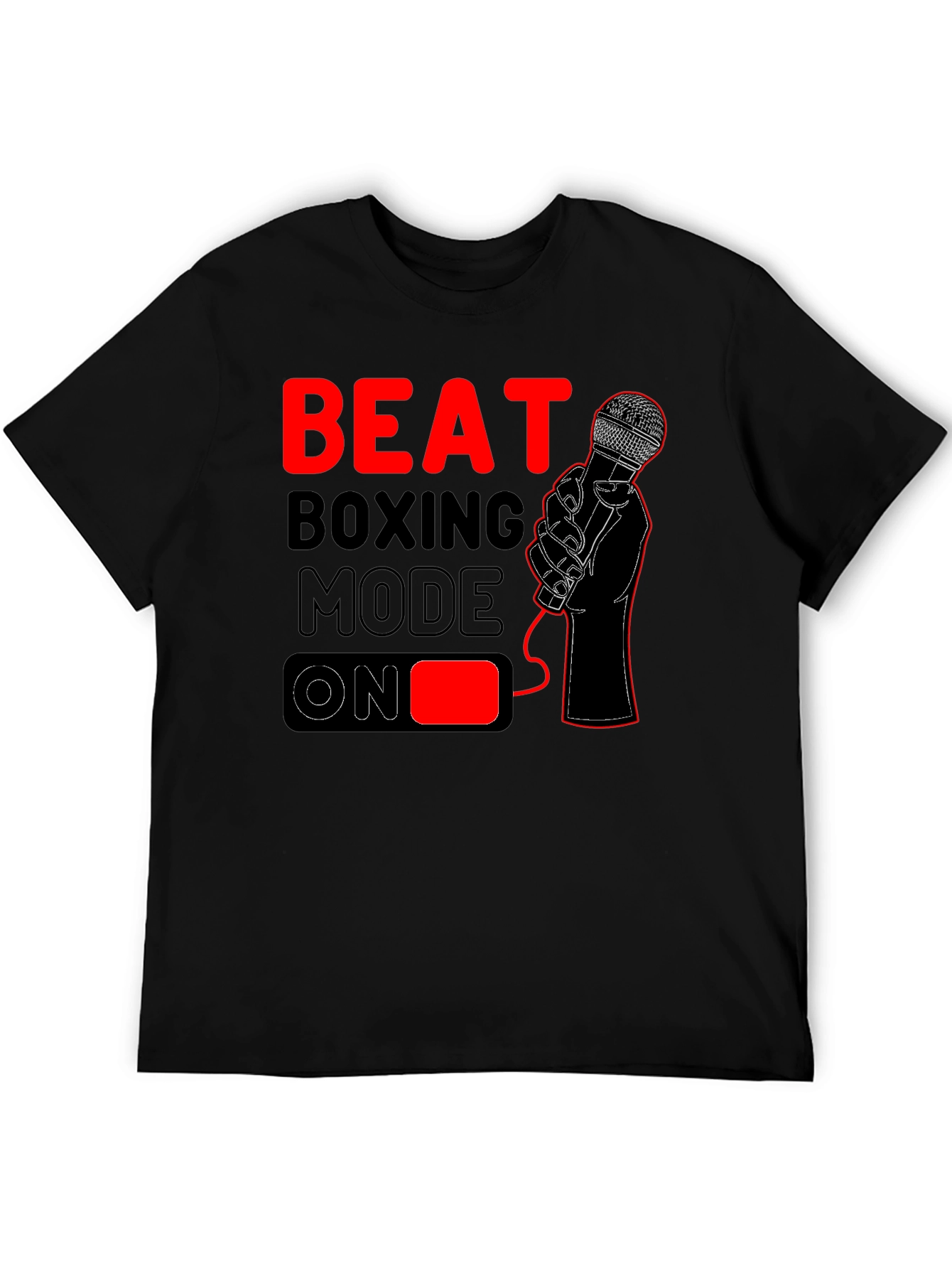 Black Beat Boxing Mode On T-Shirt - Black view 5