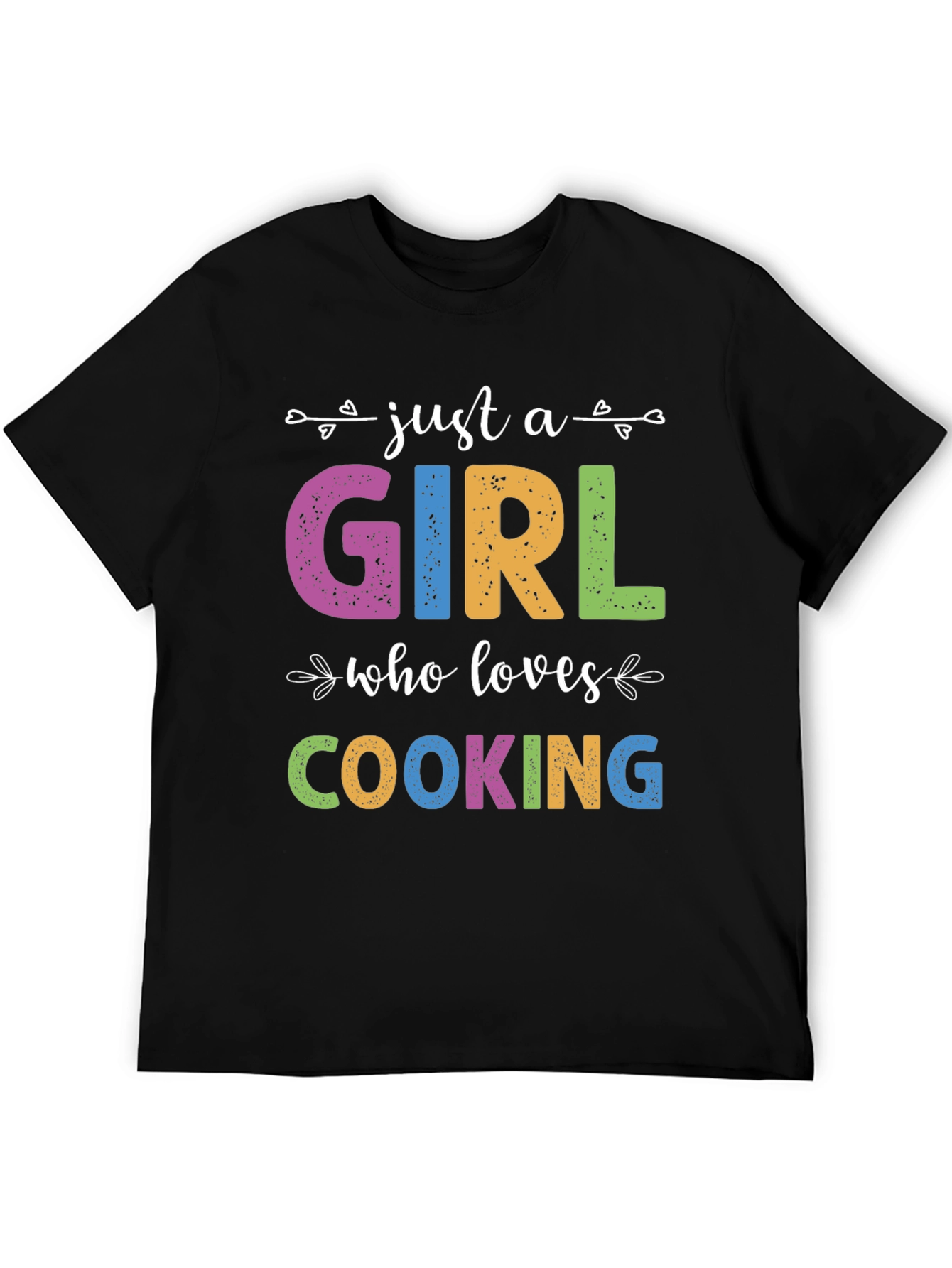 Black Just A Girl Who Loves Cooking T-Shirt view 5