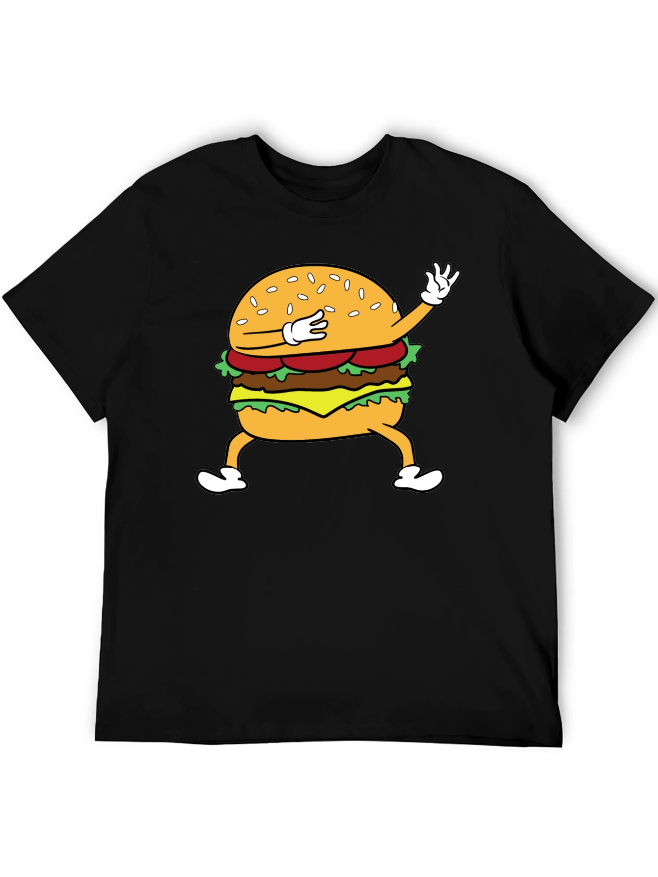 Black Dabbing Burger Graphic Tee - Funny Food T-Shirt view 5