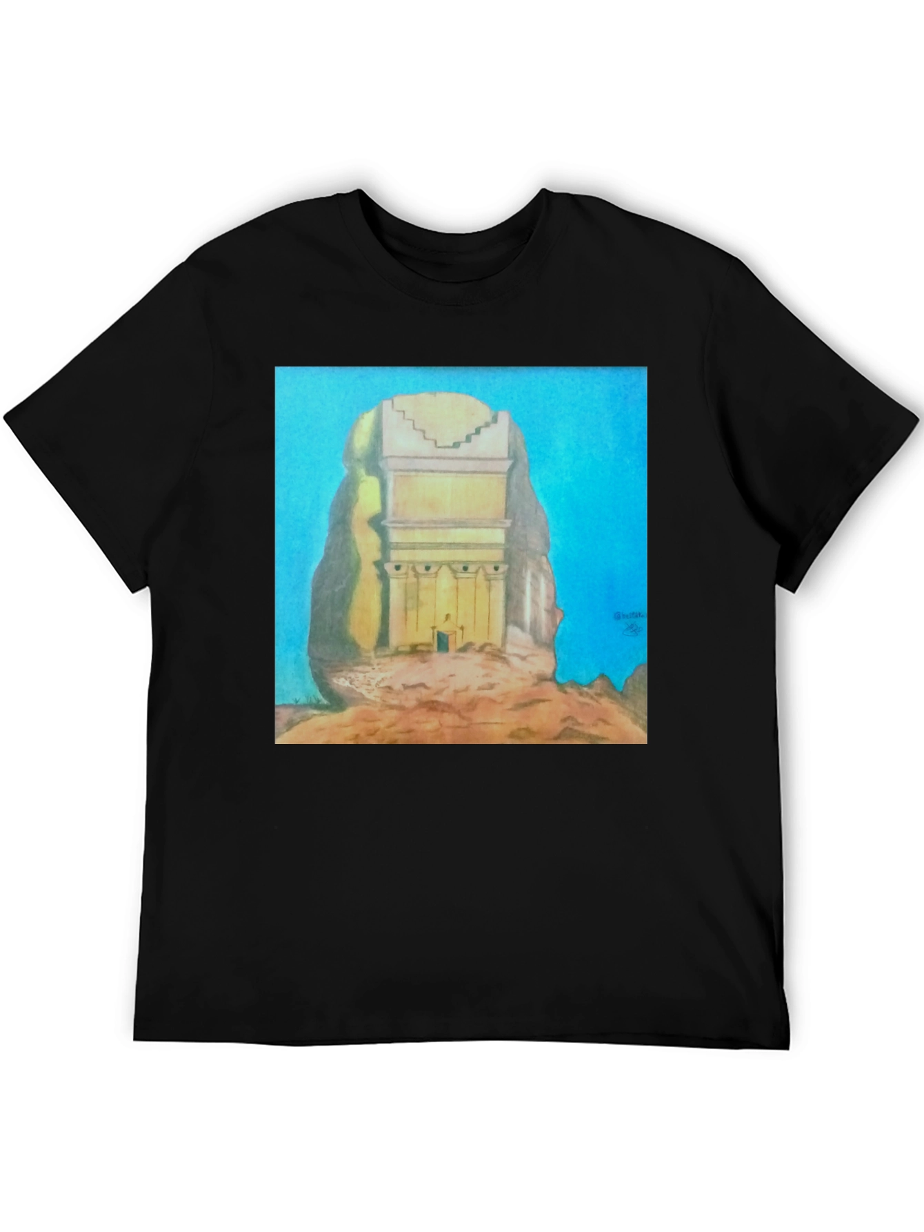 Black Monumental Artwork Tee - Unique Graphic T-Shirt view 5