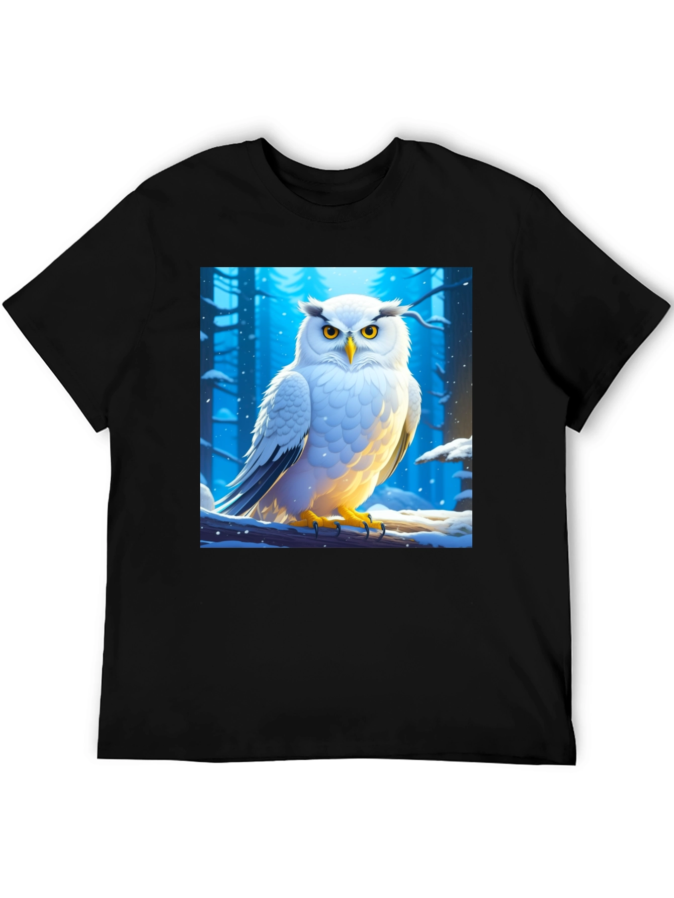 Black Owl Graphic Print Black T-Shirt view 5