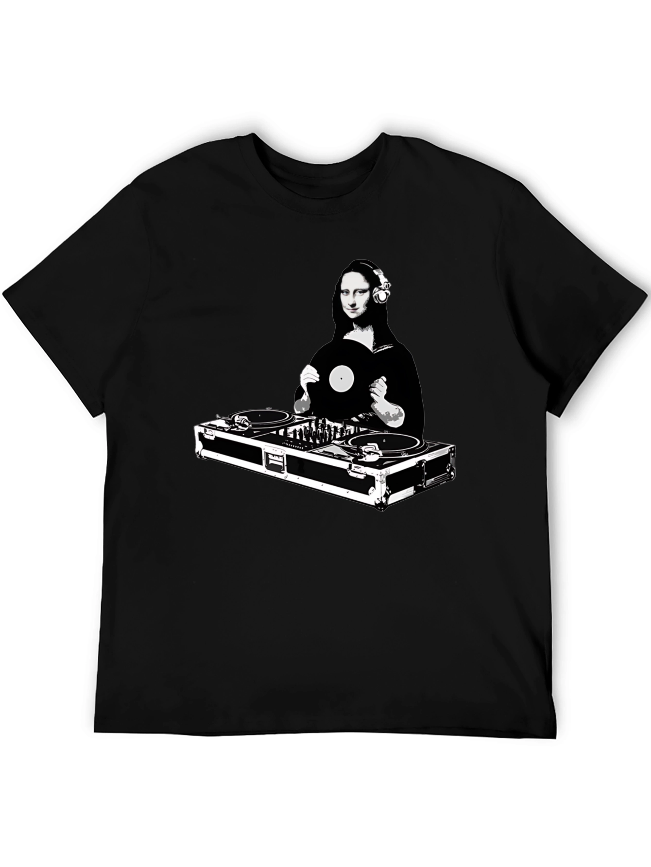 Black DJ Mona Lisa Graphic Tee - Unisex view 5