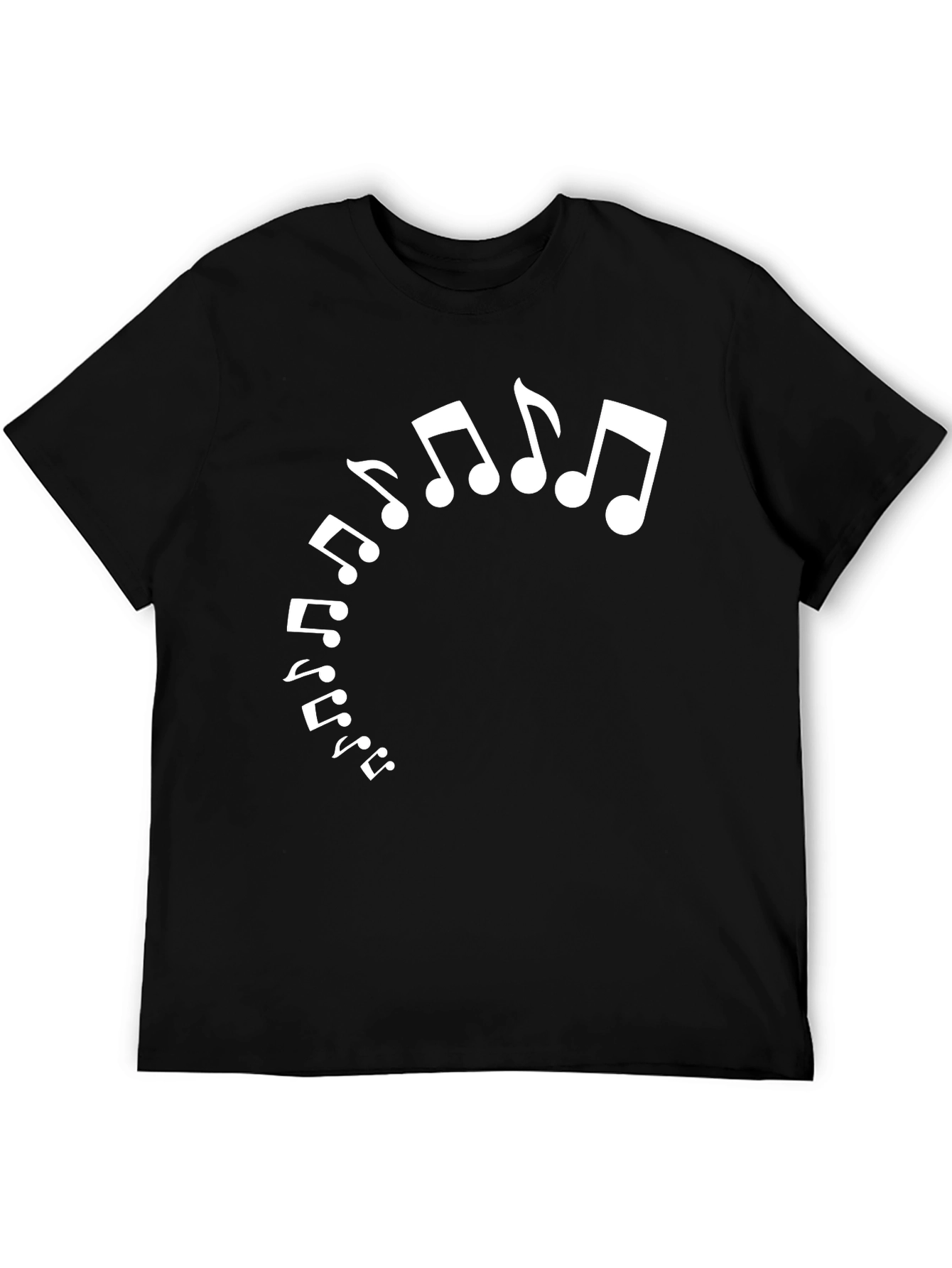 Black Musical Notes Graphic Tee - Black Cotton Comfort view 5