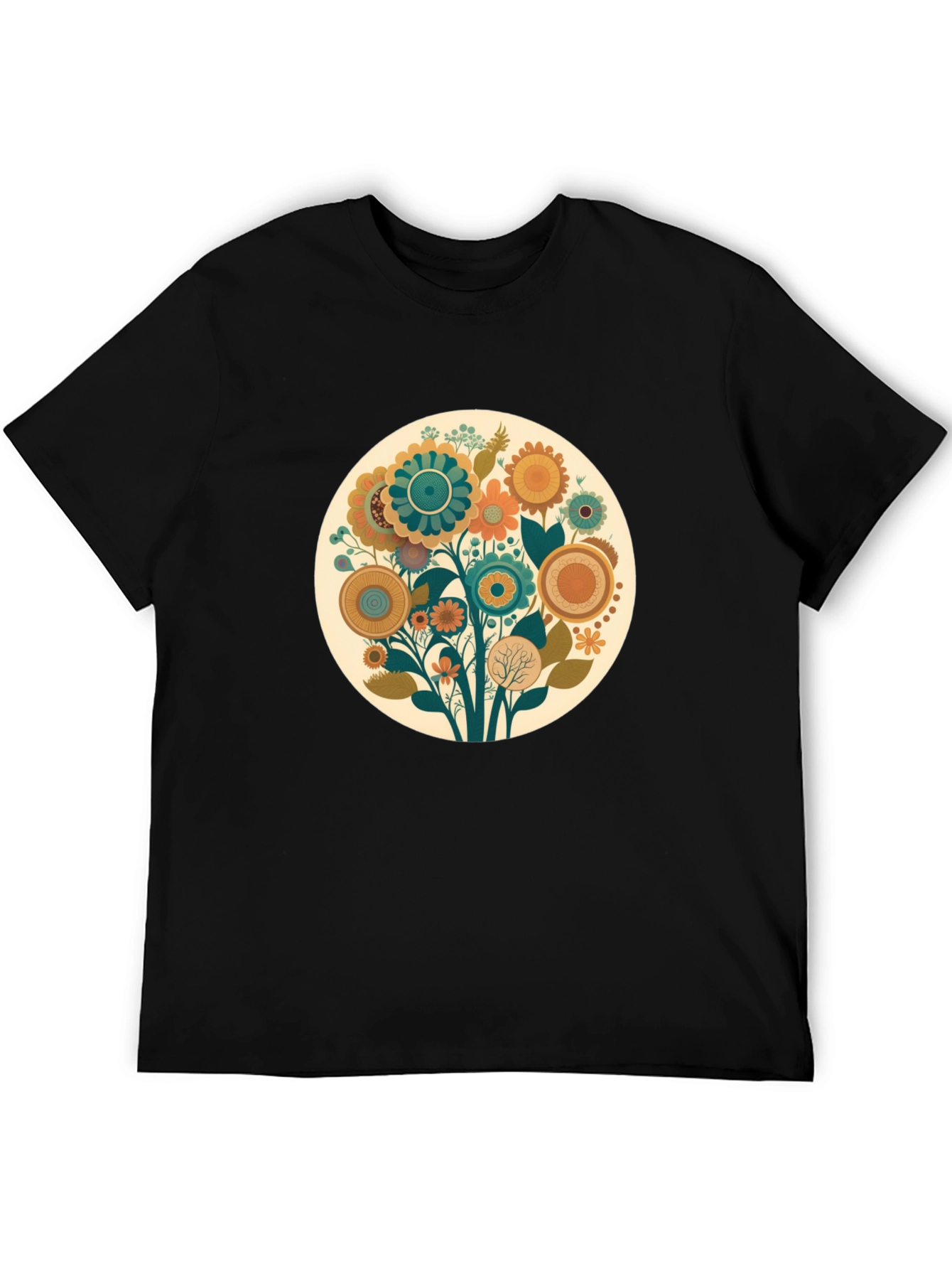 Floral Circle Graphic Tee - Soft Cotton Blend - 5