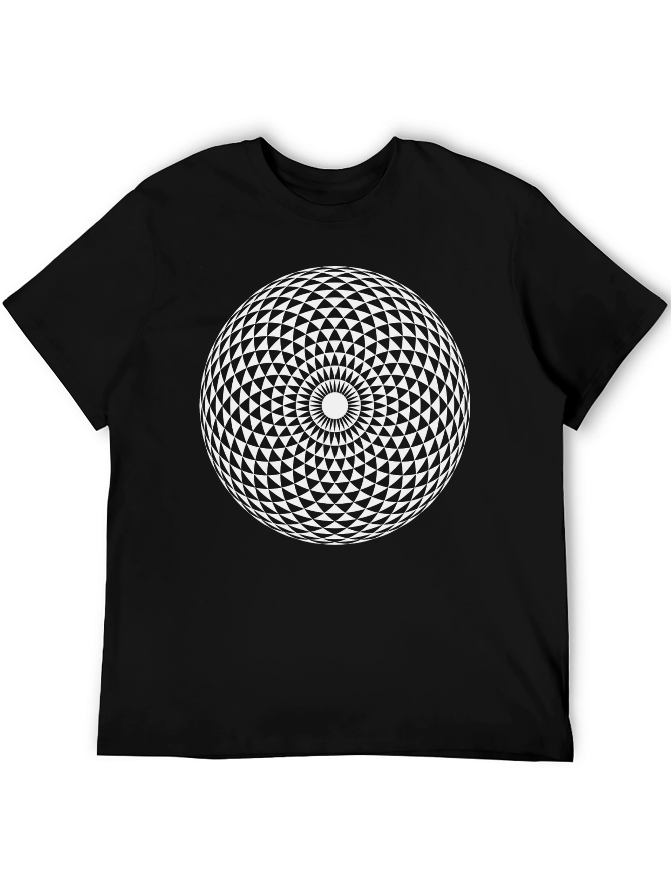 Black Geometric Triangle Sphere Graphic Tee - Black view 5