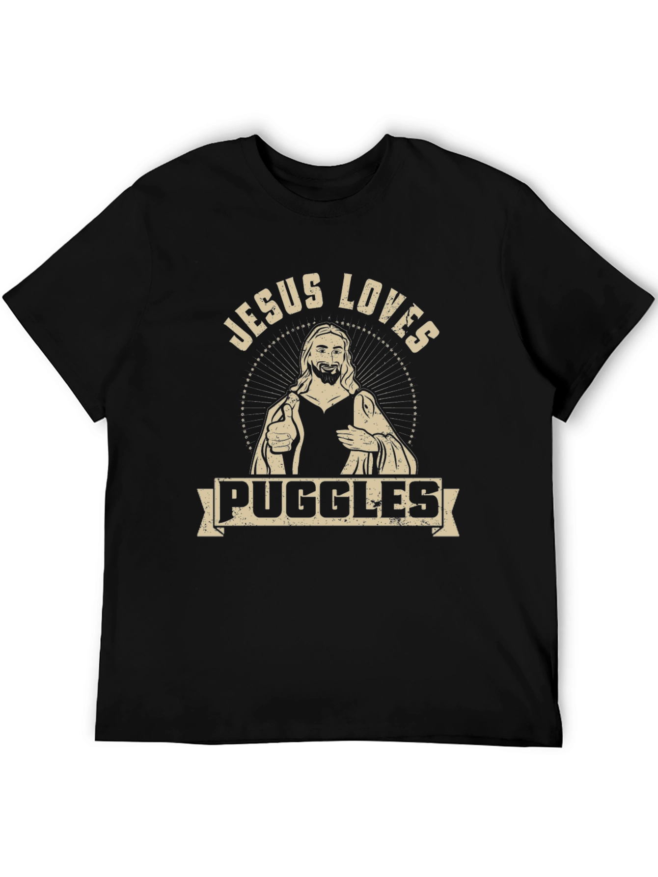 Black Jesus Loves Puggles Graphic T-Shirt view 5