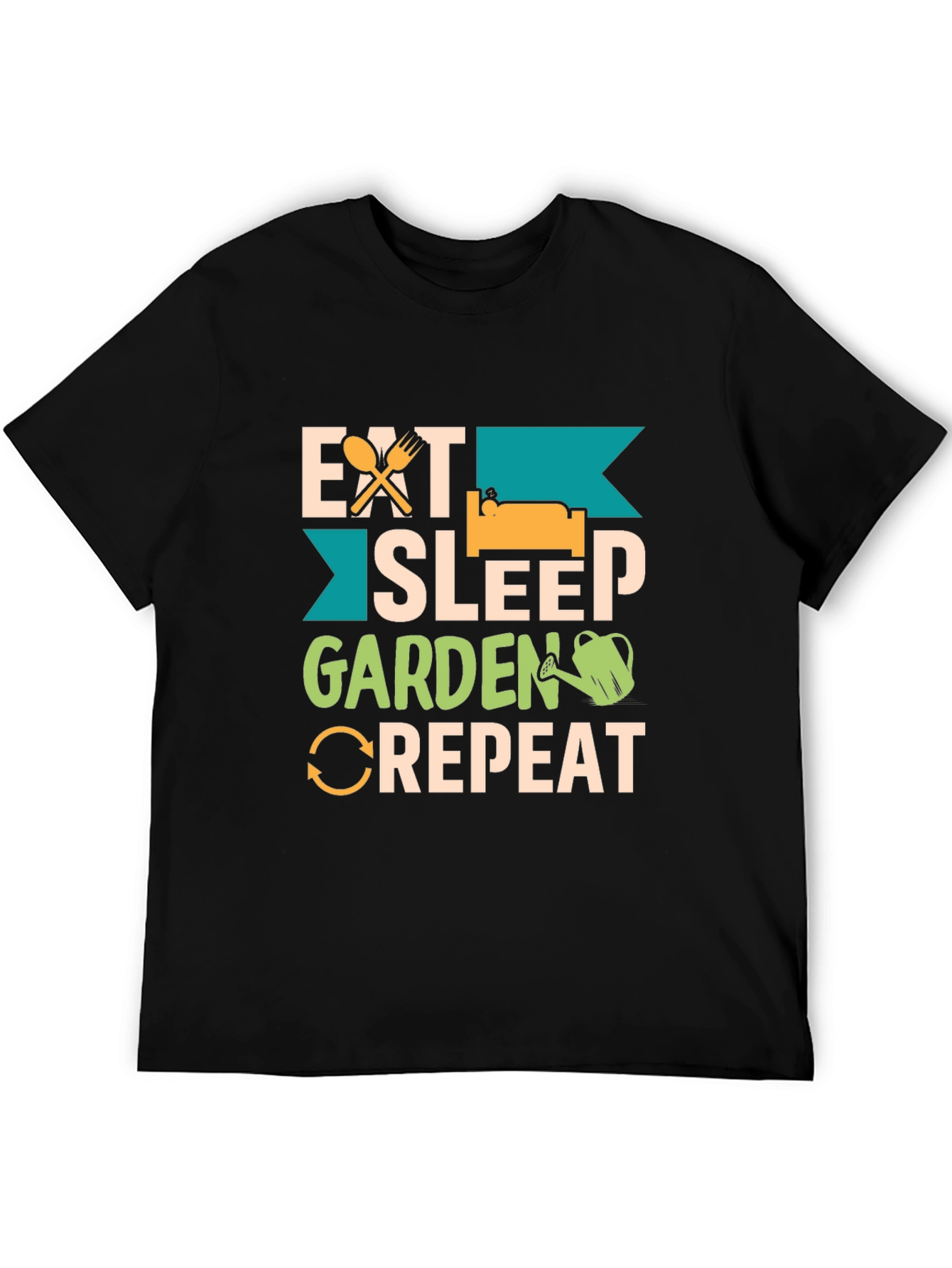 Black Eat Sleep Garden Repeat Graphic T-Shirt view 5