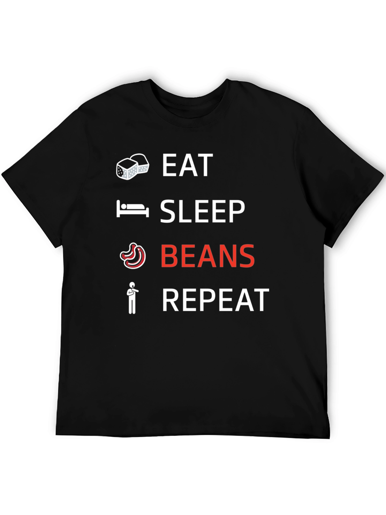 Black Eat Sleep Beans Repeat Graphic Tee view 5