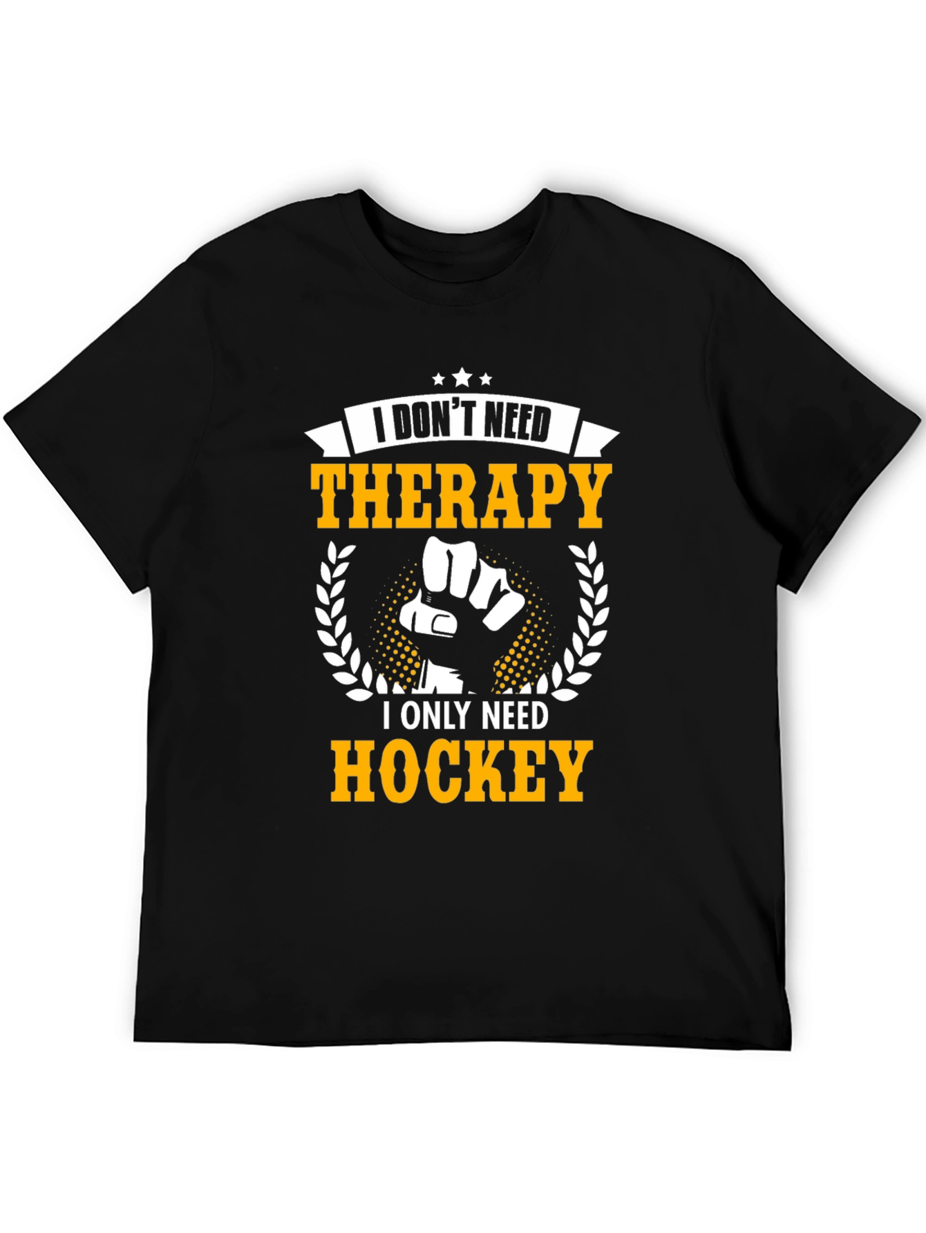 Black Hockey Therapy T-Shirt - Black, Graphic Tee view 5