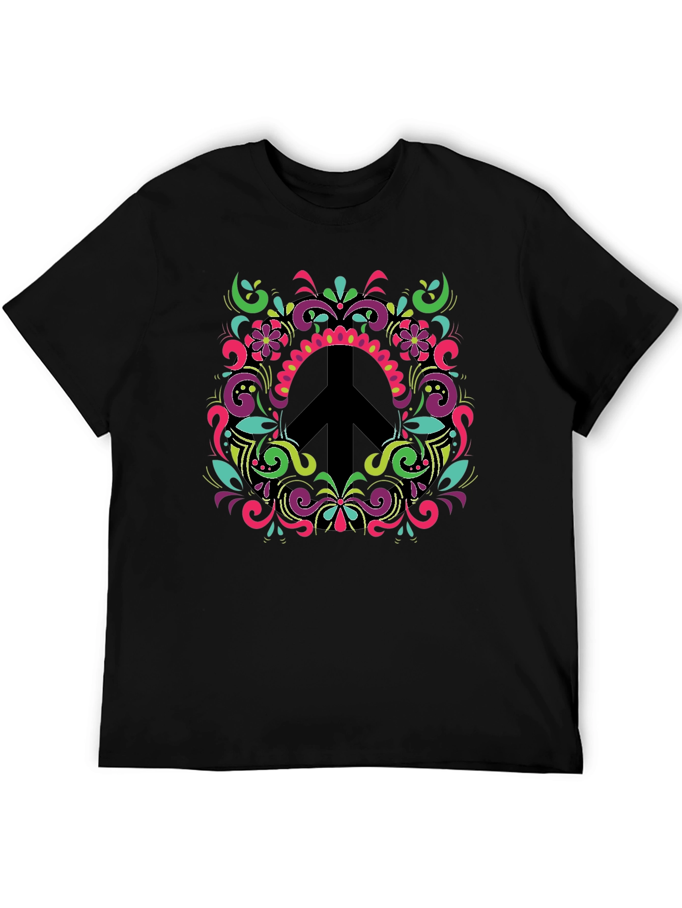 Black Groovy Peace Sign T-Shirt view 5