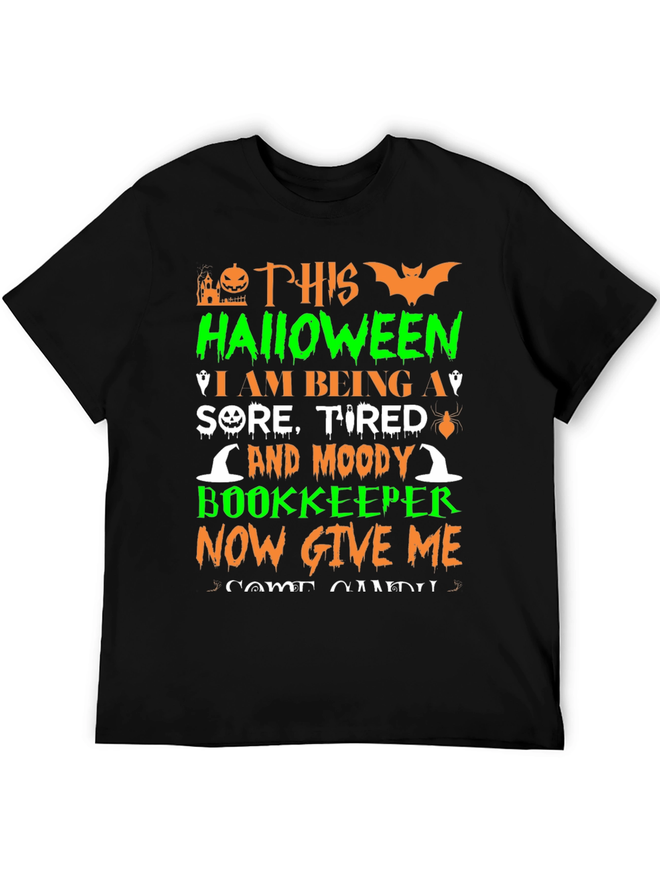 Black Halloween Bookkeeper T-Shirt view 5