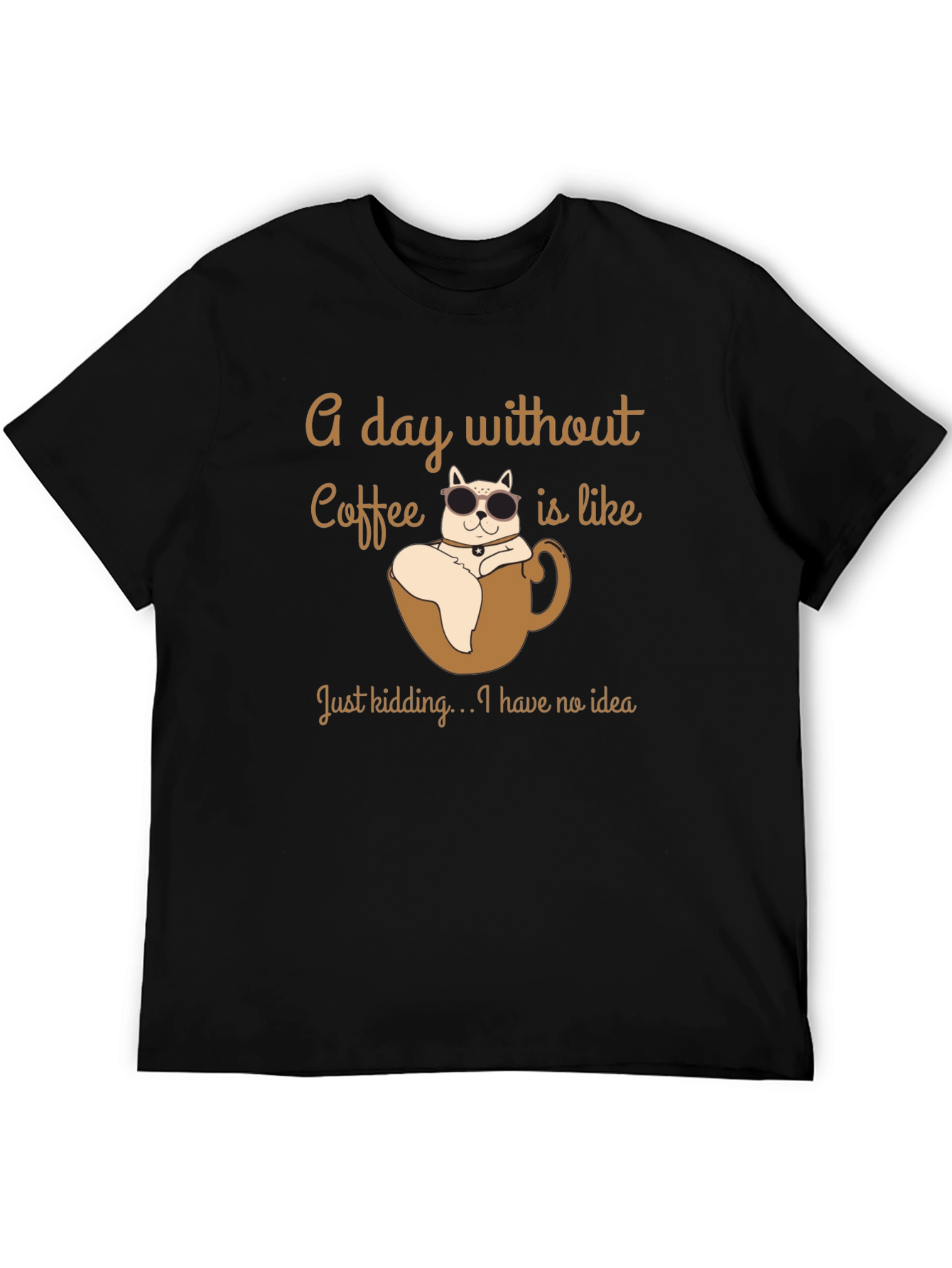 Black Coffee Cat T-Shirt - A Day Without Coffee view 5