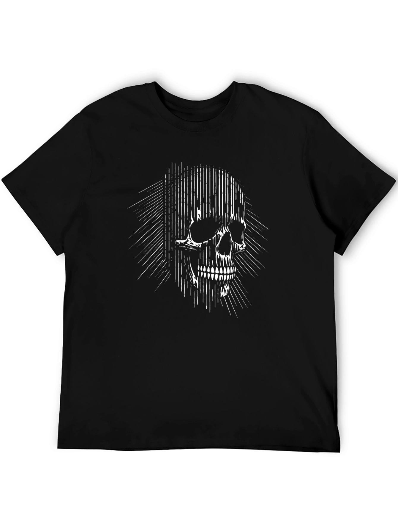 Black Skull Graphic Black T-Shirt for Men view 5