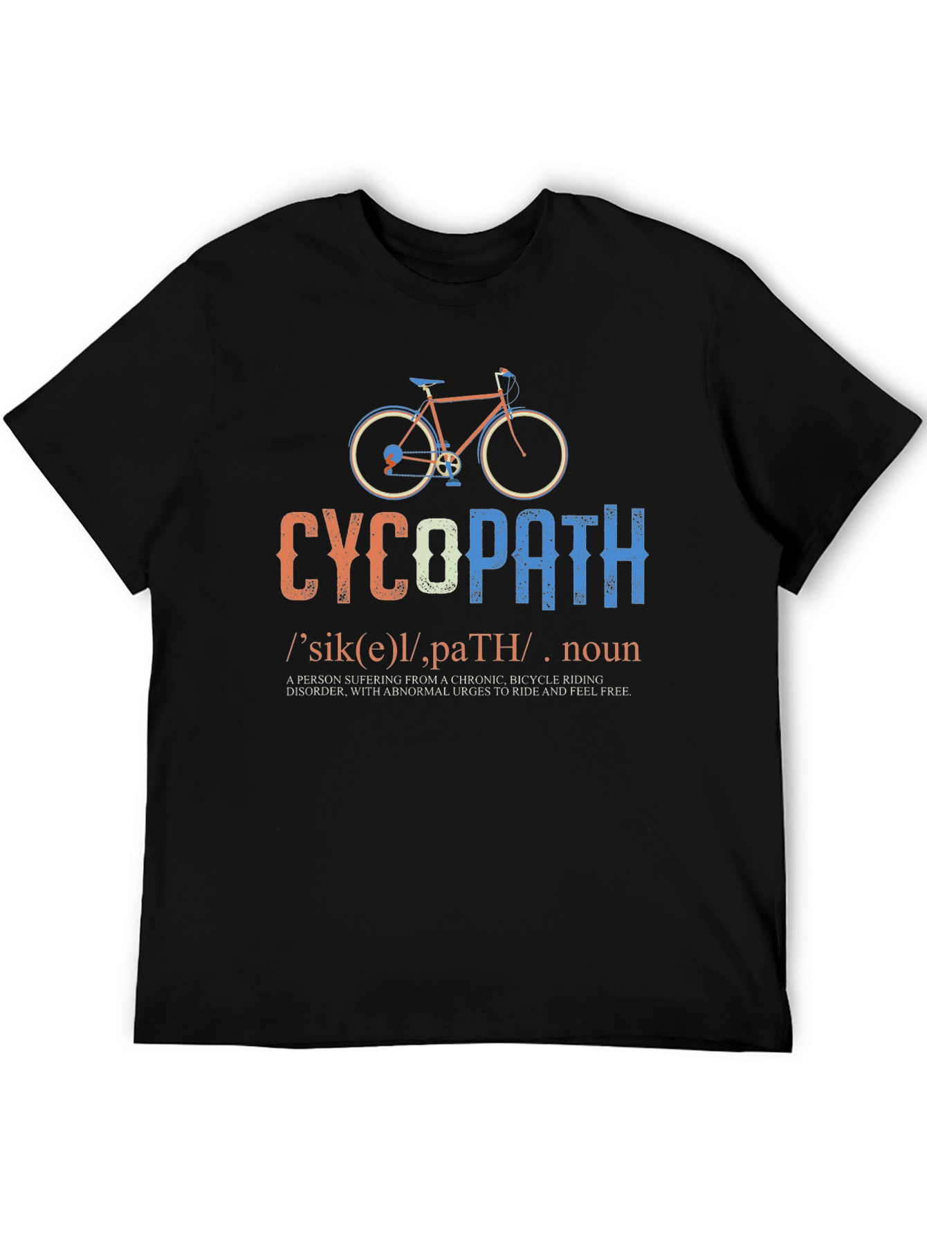 Black CycoPath Bicycle Riding T-Shirt - Funny Cycling Gift view 5