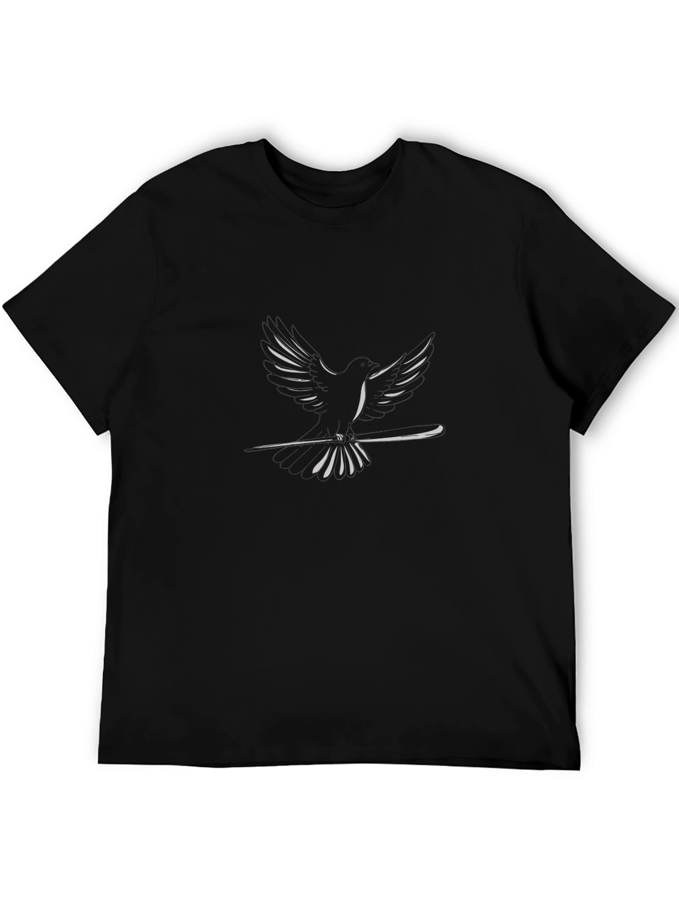 Black Dove on Branch Graphic Tee - Casual Black T-Shirt view 5