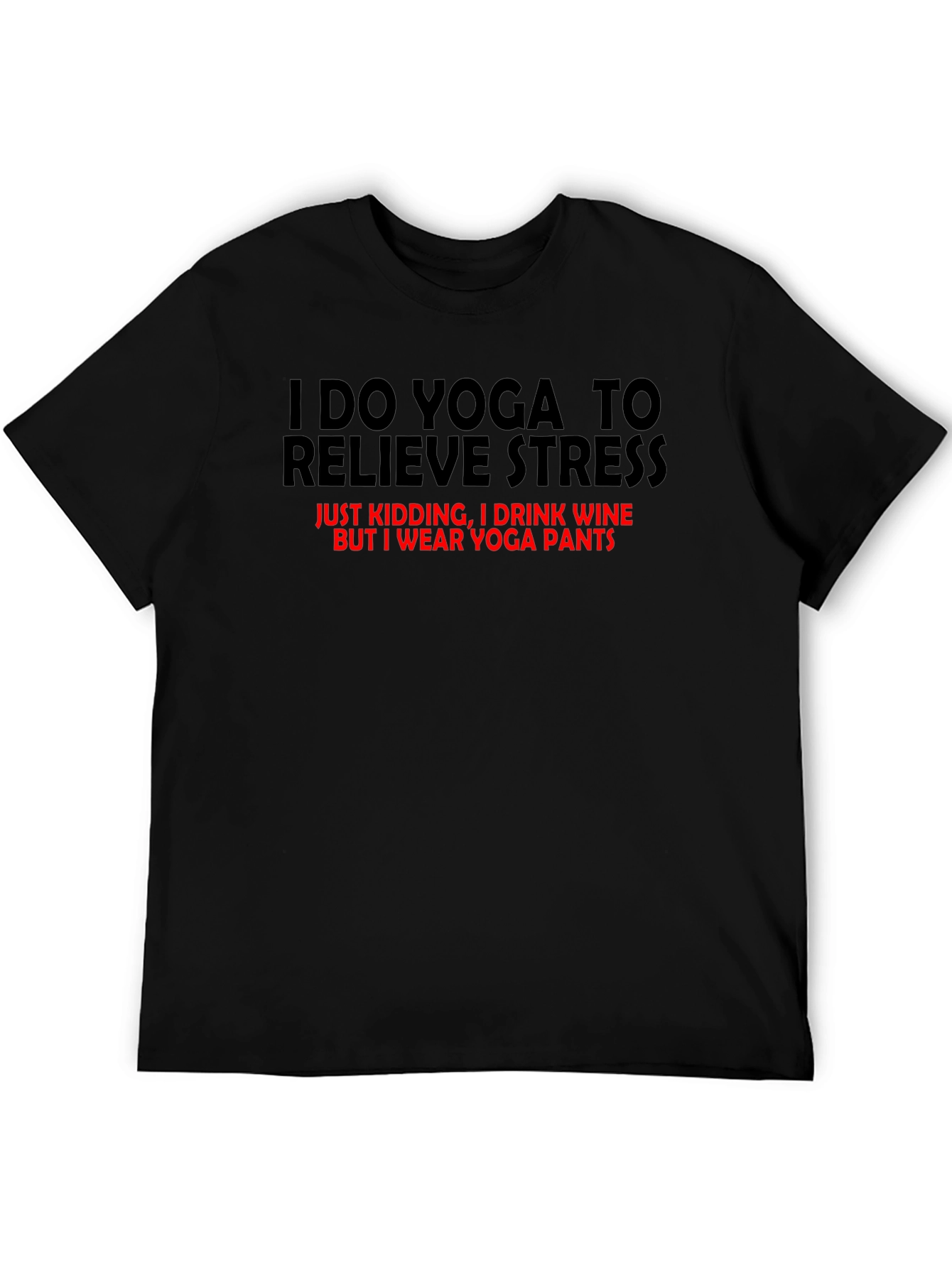 Black Funny Yoga Wine T-Shirt: Relieve Stress in Style view 5