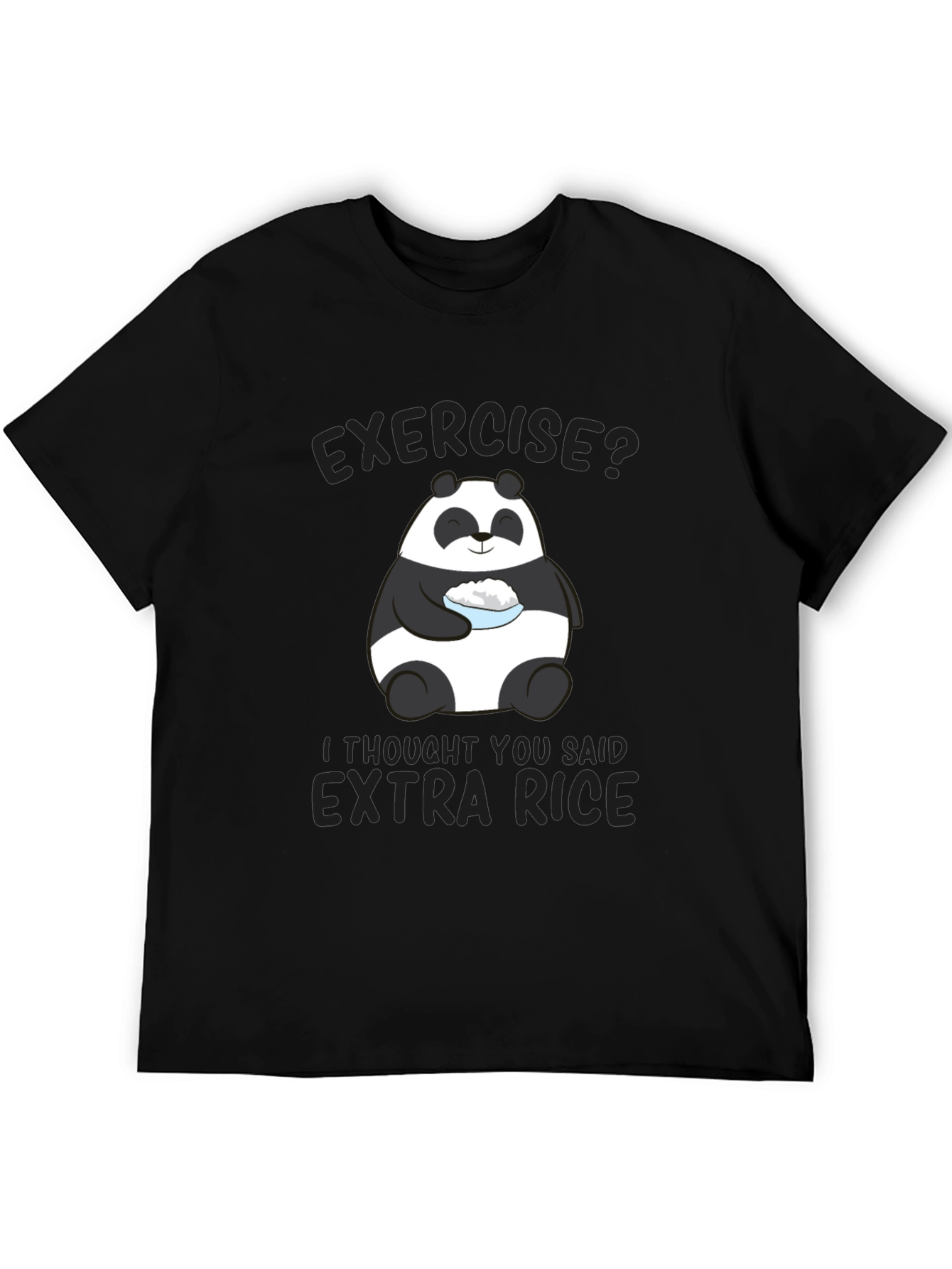 Black Exercise? Extra Rice Panda Graphic T-Shirt view 5