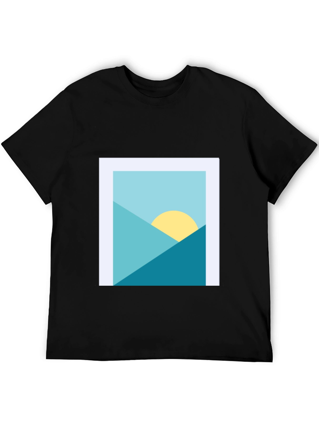 Black Geometric Landscape Graphic Tee - Modern Art Shirt view 5