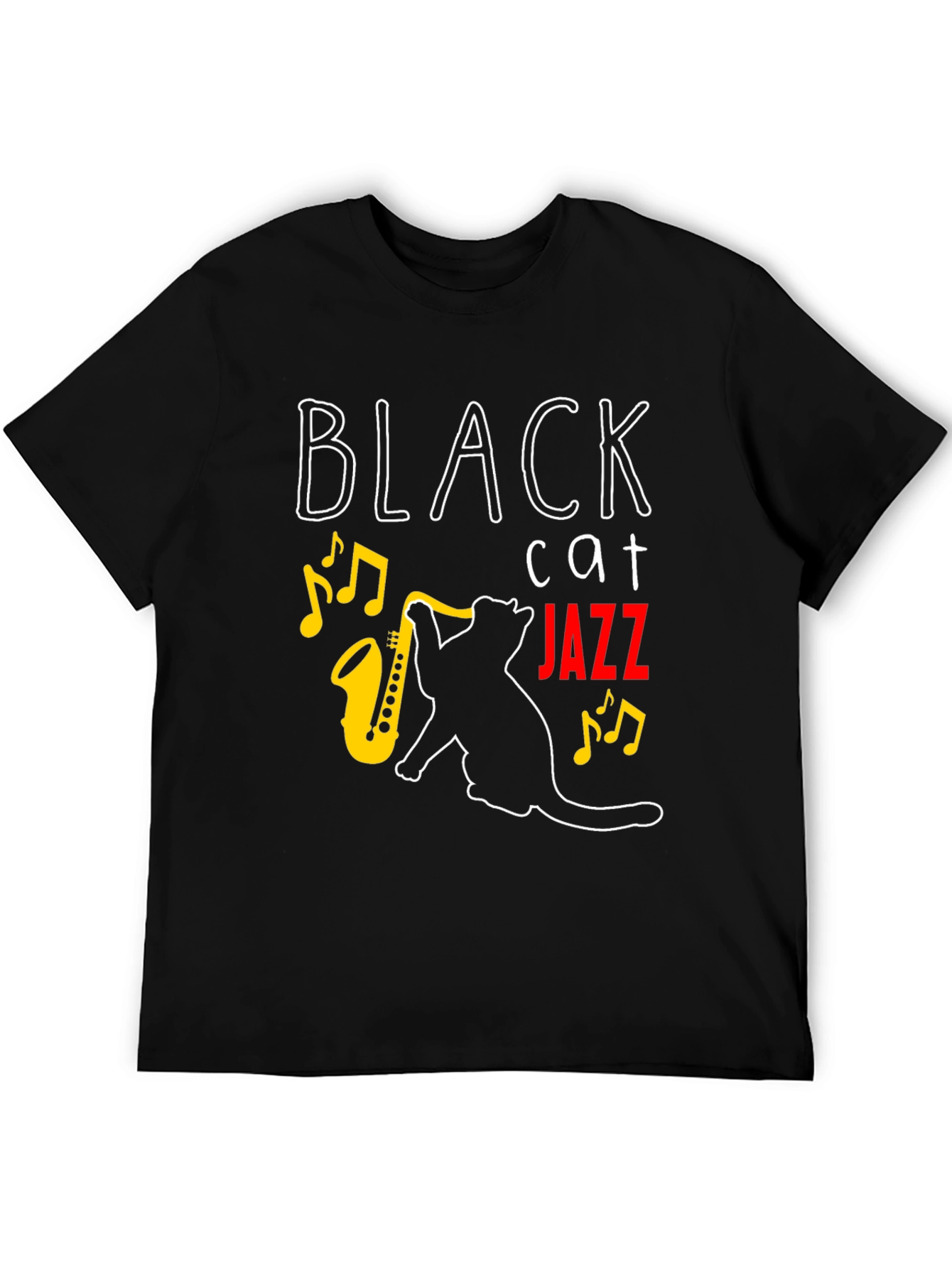 Black Black Cat Jazz Music T-Shirt view 5