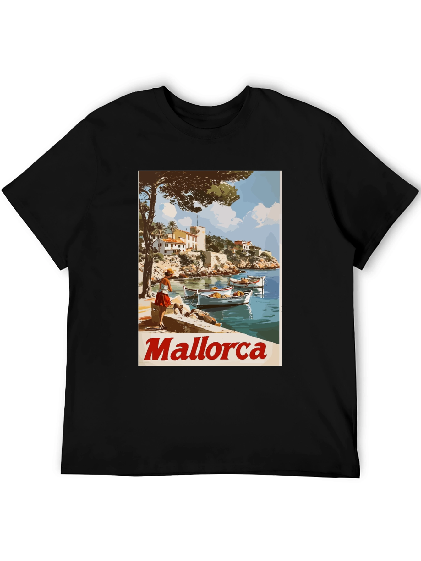 Black Mallorca Vintage Travel T-Shirt view 5