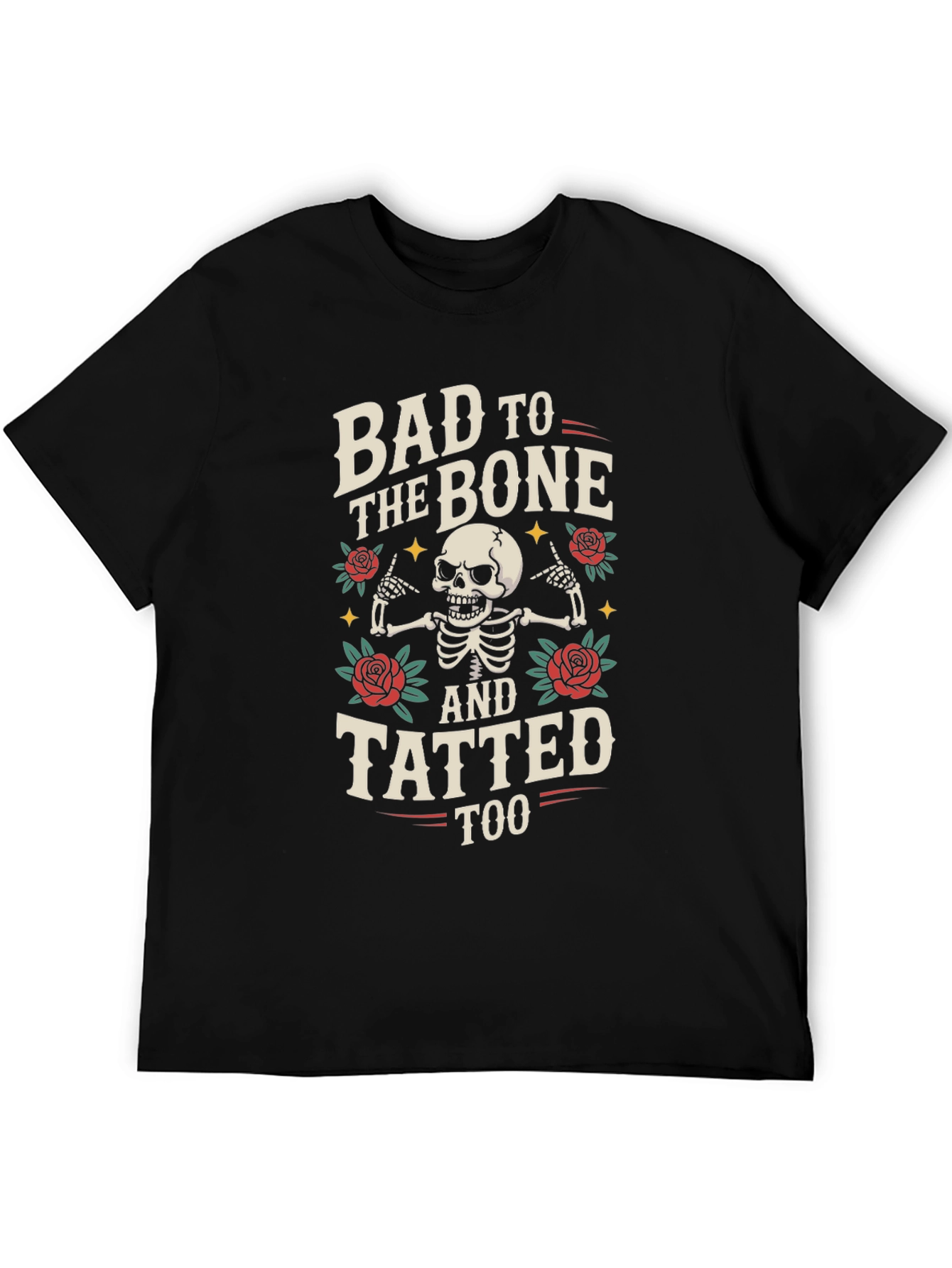 Black Bad to the Bone Tattooed Graphic T-Shirt view 5
