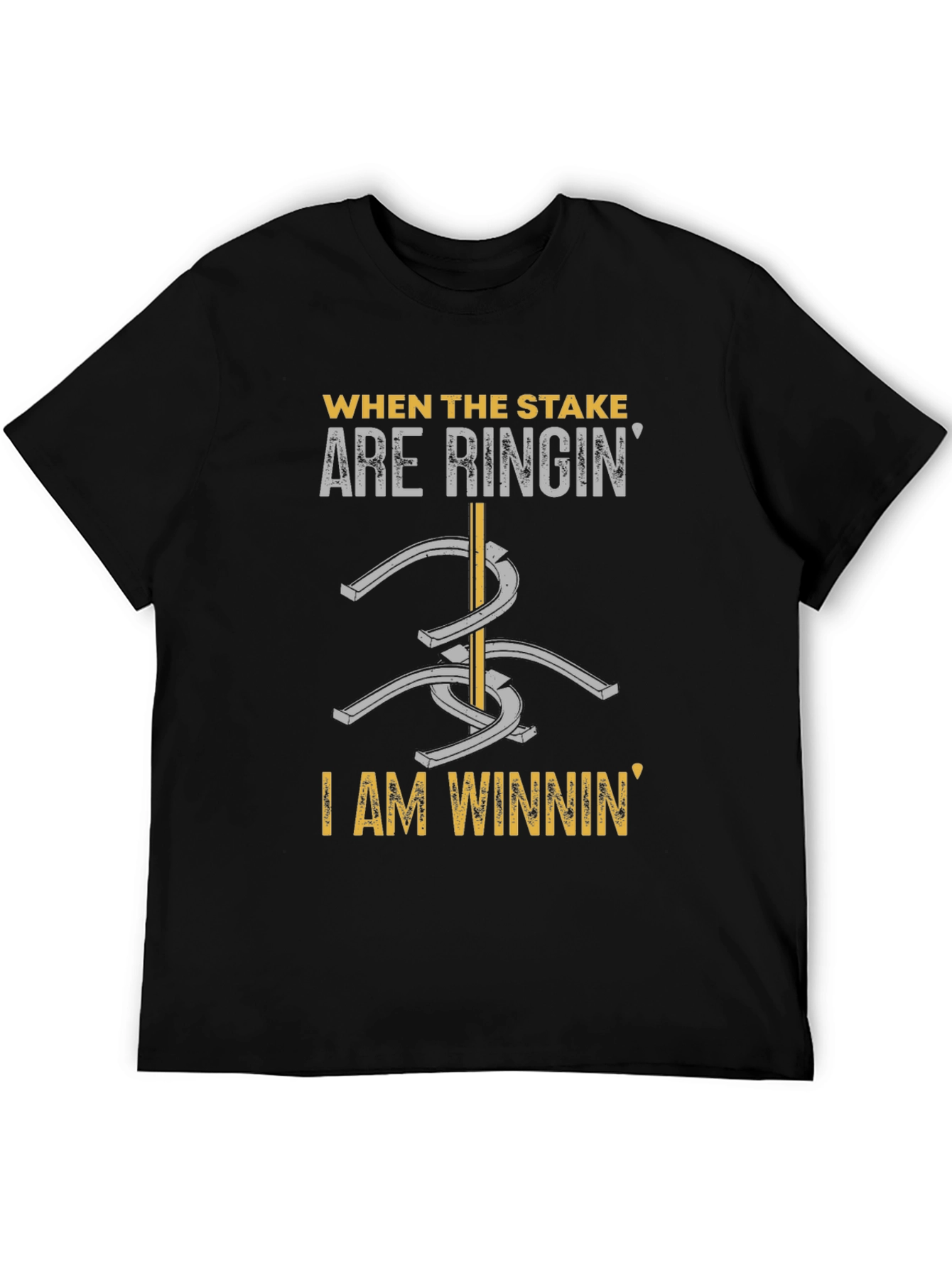 Black Horseshoe Ringin' T-Shirt - I am Winnin' Design view 5